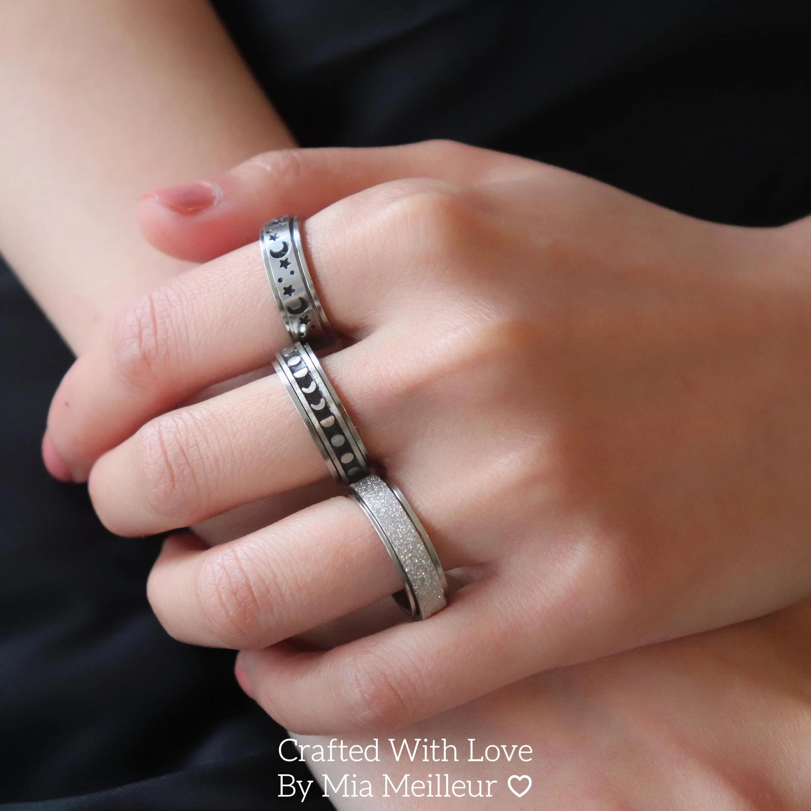 Glittery Silver Spinning Ring