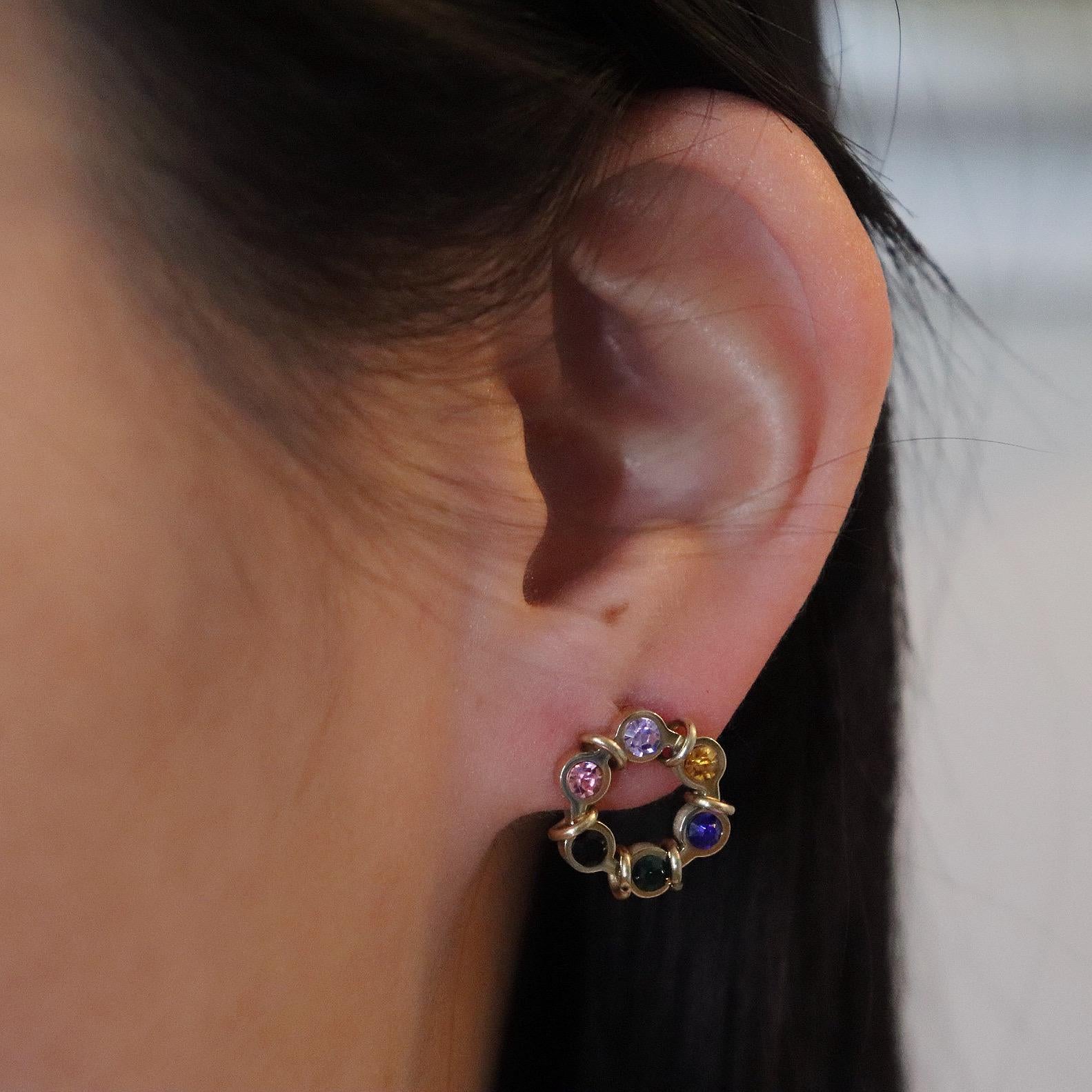Multicolored Circle Stud Earring