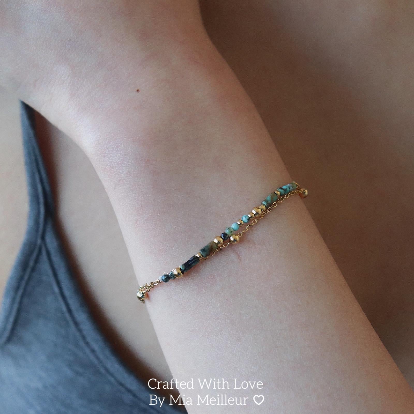 Dainty Turquoise Duo Chain Bracelet