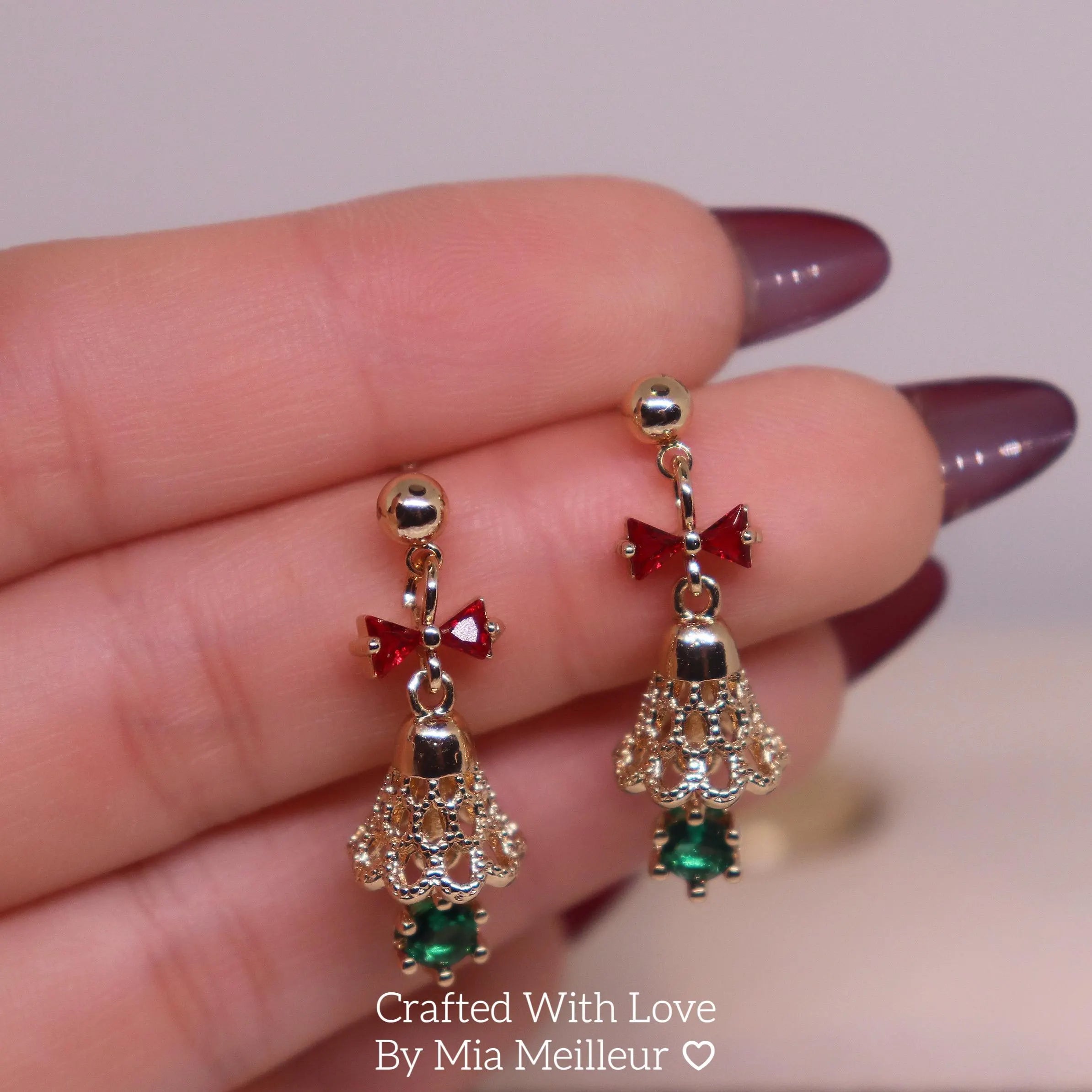 Dangling Jingle Bell Stud Earrings