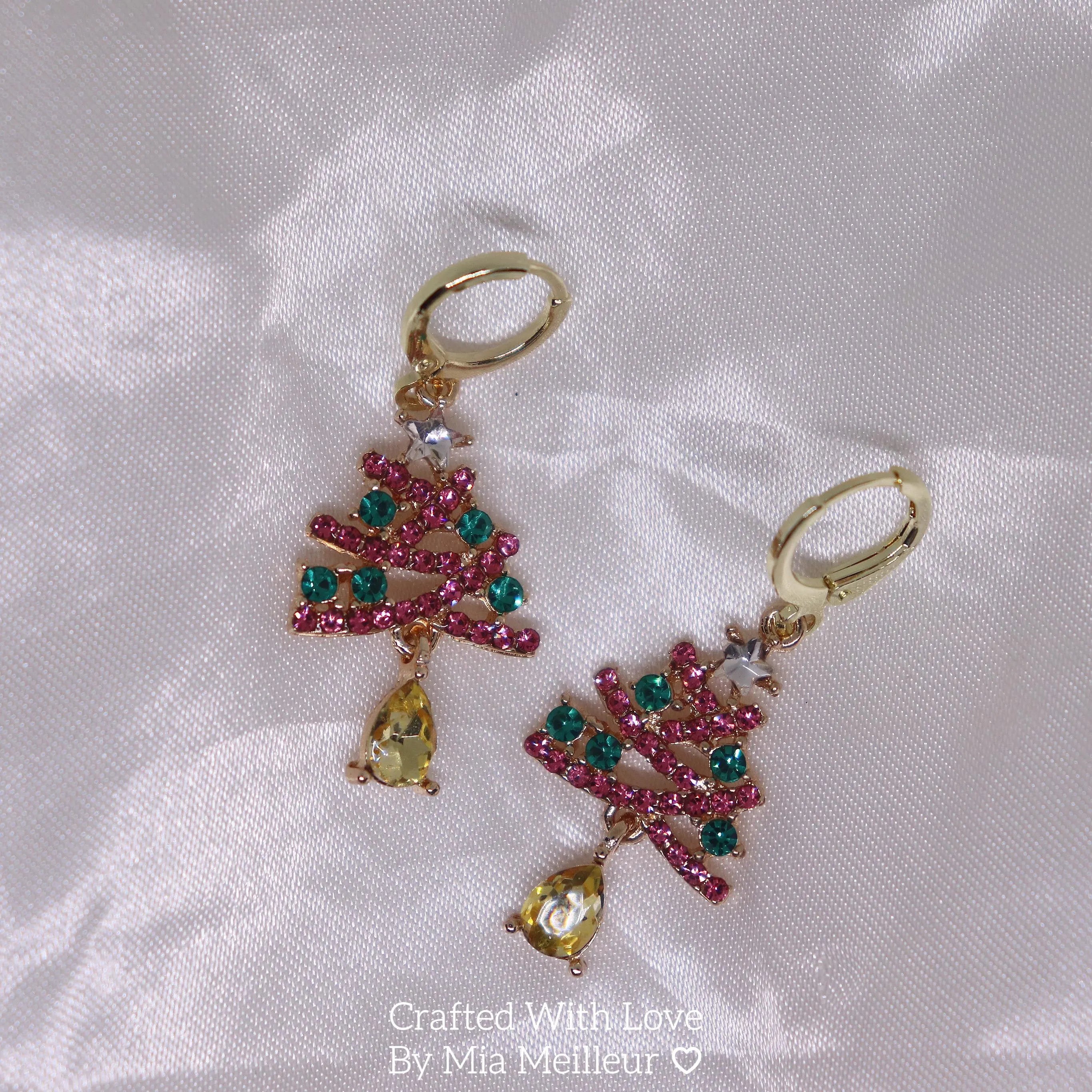 Dainty Christmas Tree Hoop Earrings