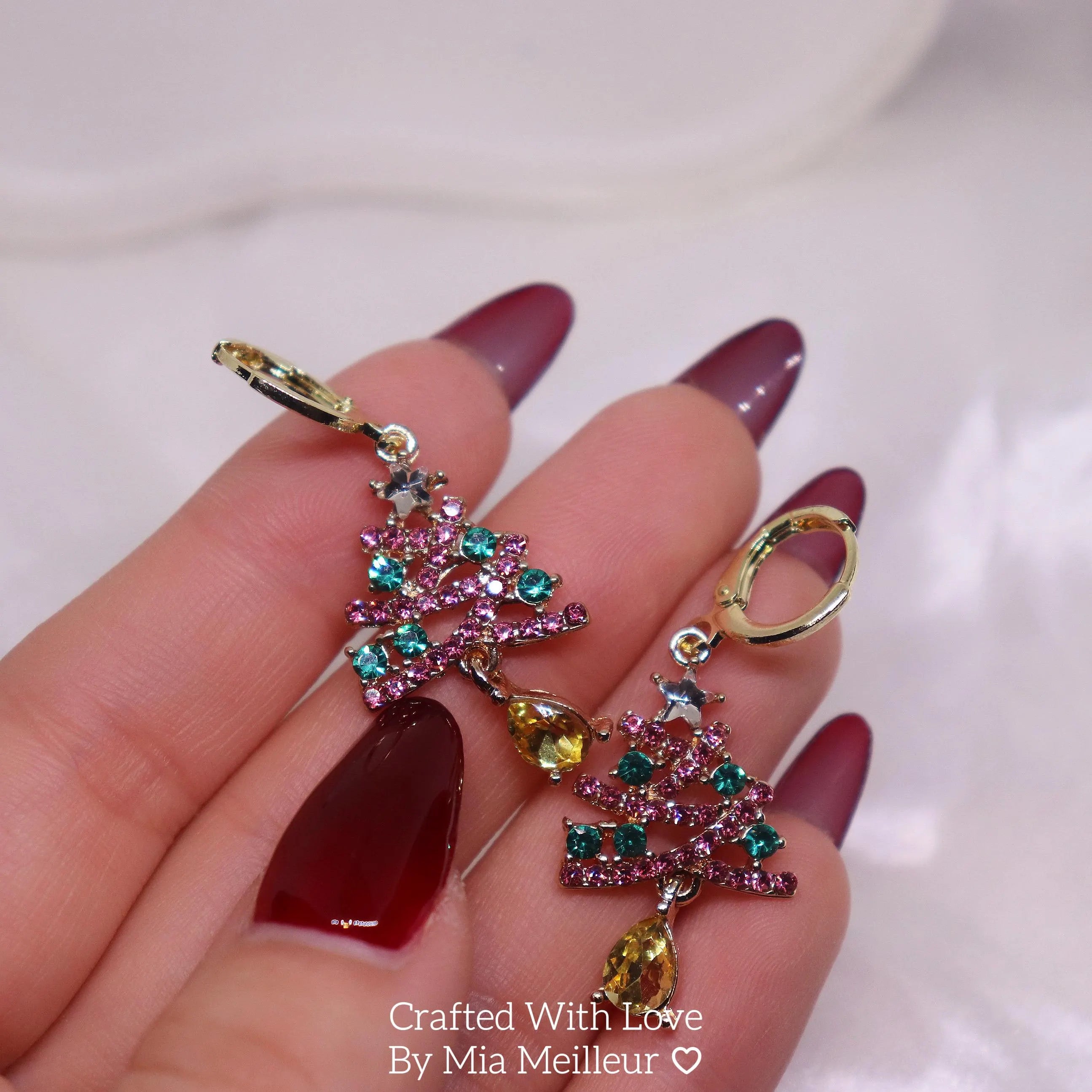 Dainty Christmas Tree Hoop Earrings