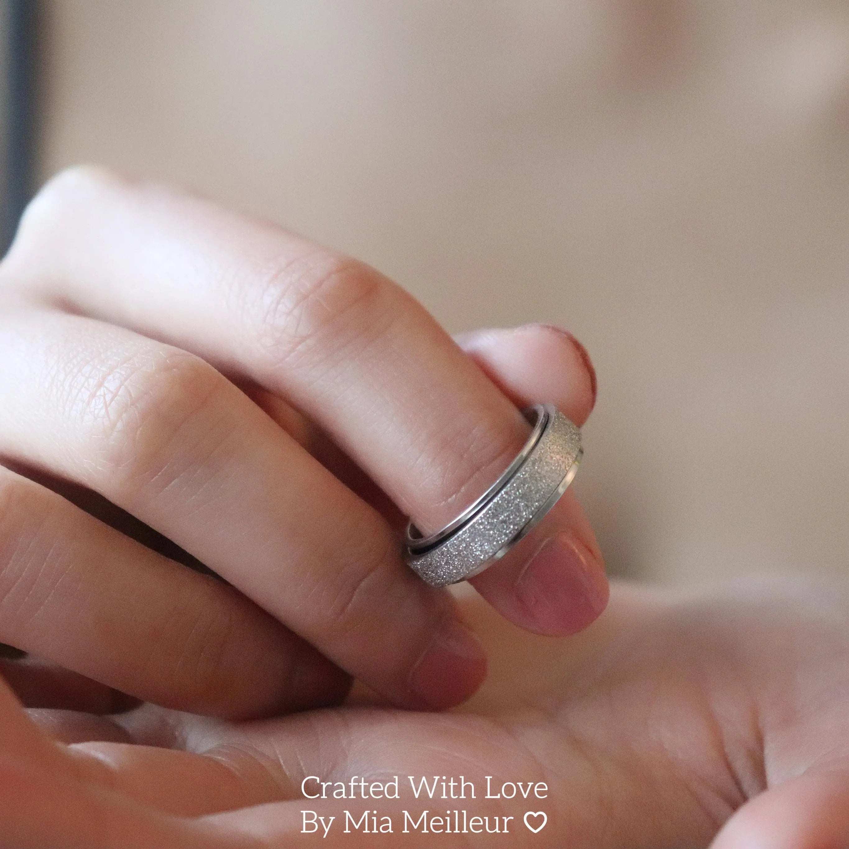 Glittery Silver Spinning Ring