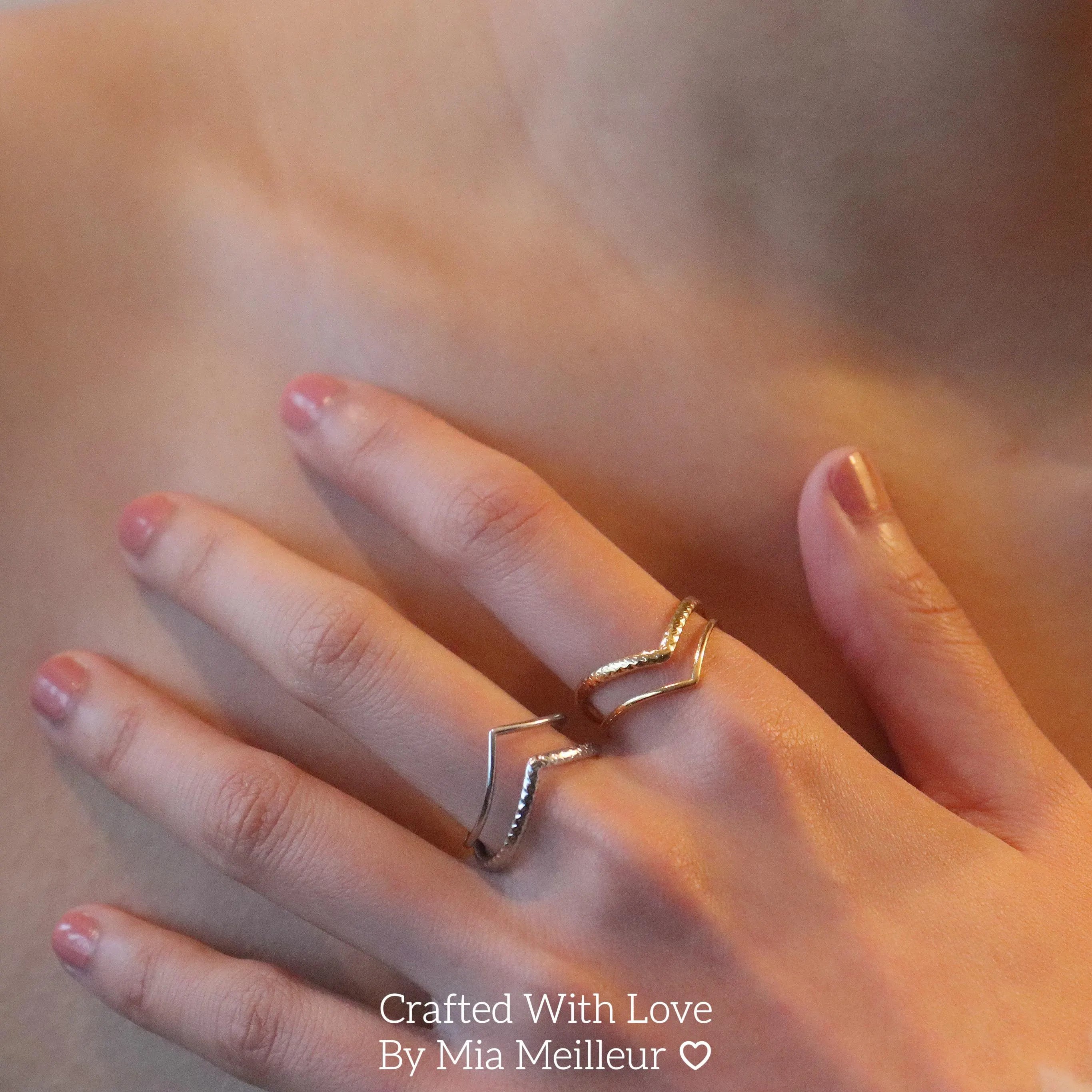 Minimalist V Shaped Ring, Curved Stacking Ring