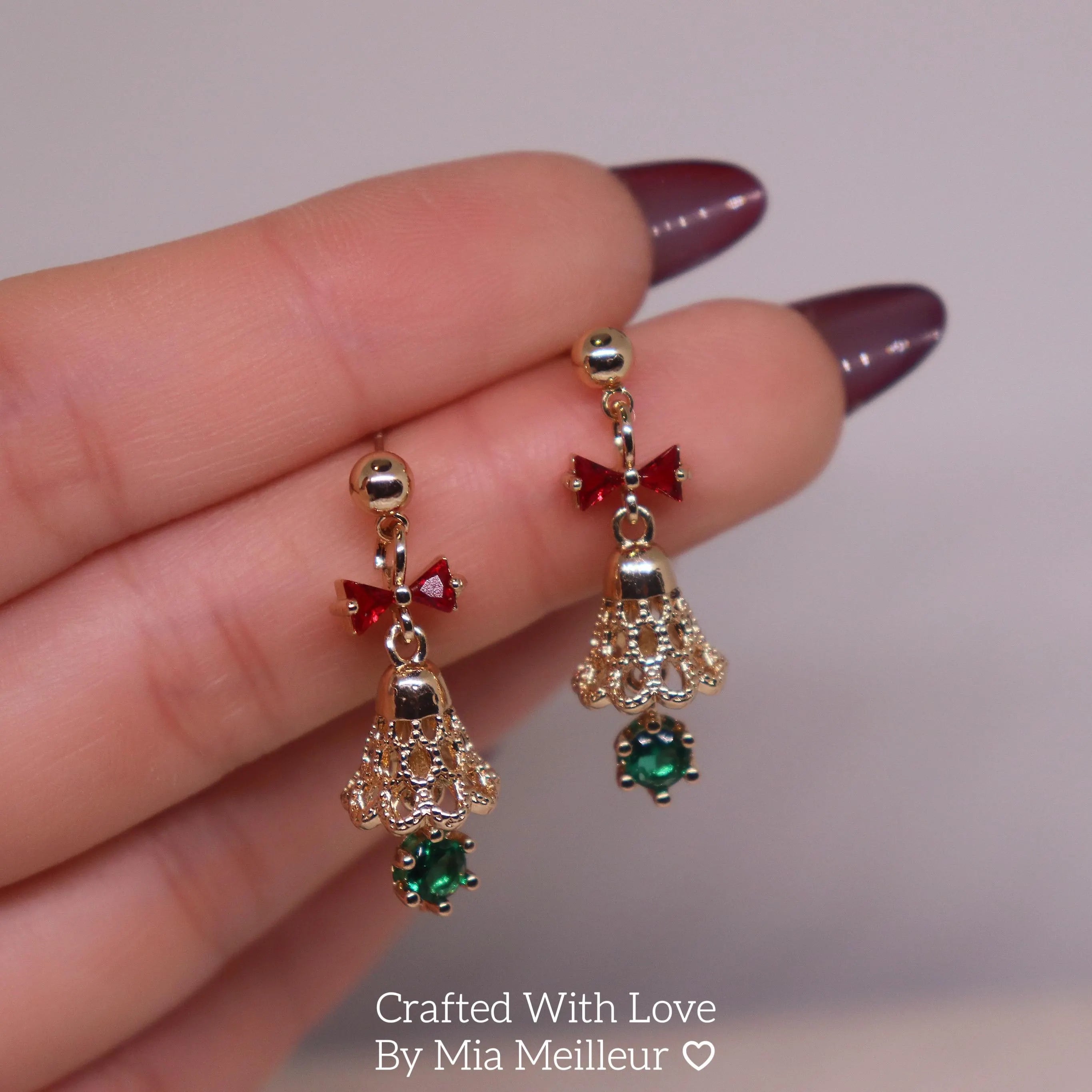 Dangling Jingle Bell Stud Earrings