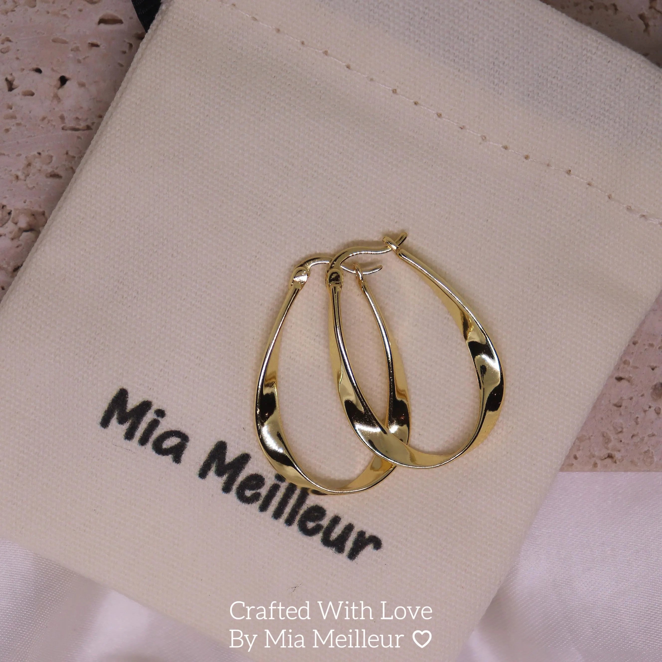 Twist Oval Hoop Earrings, Wavy Hoop Earrings