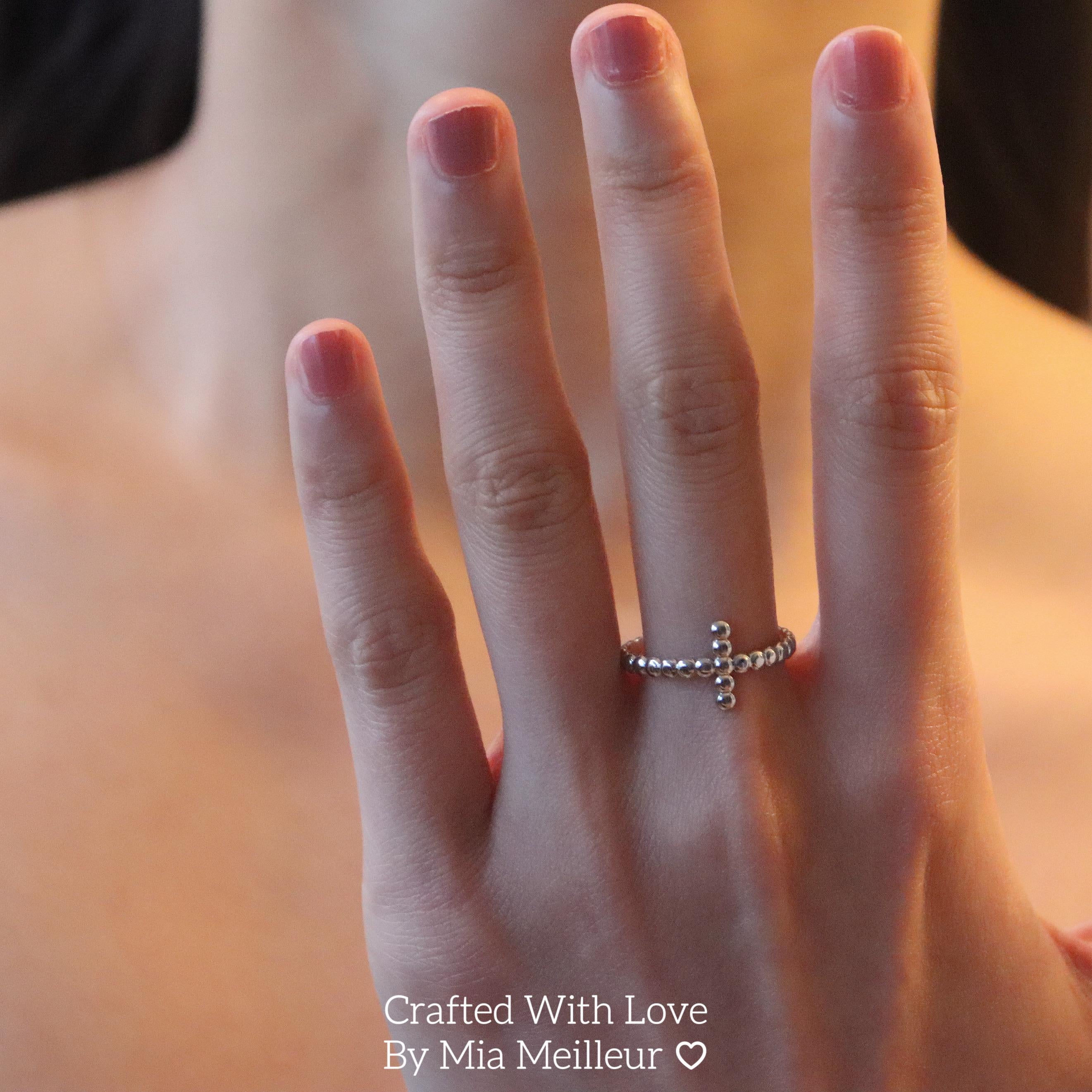 Beaded Cross Ring