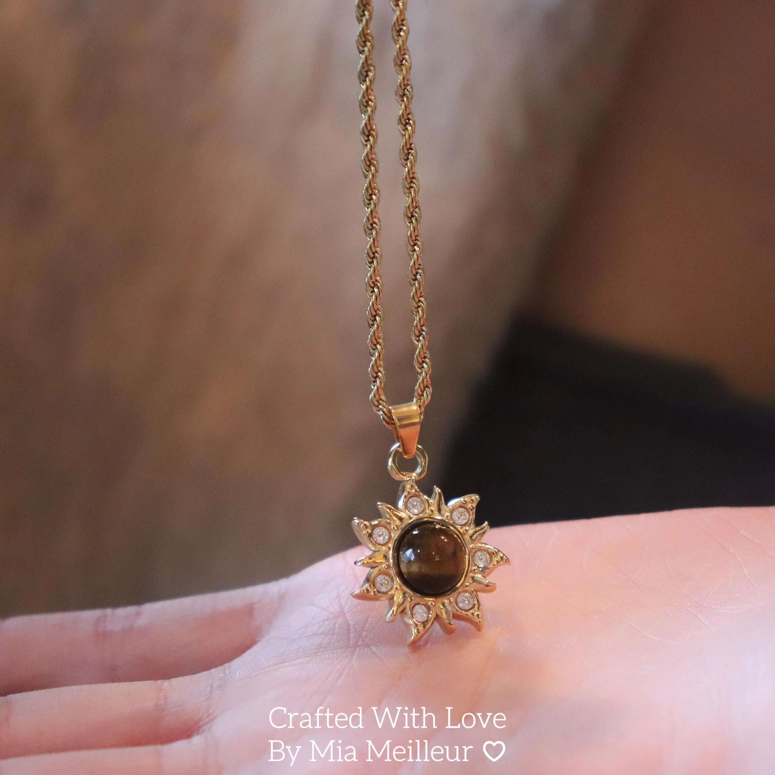 Sun Pendant Tiger’s Eye Necklace