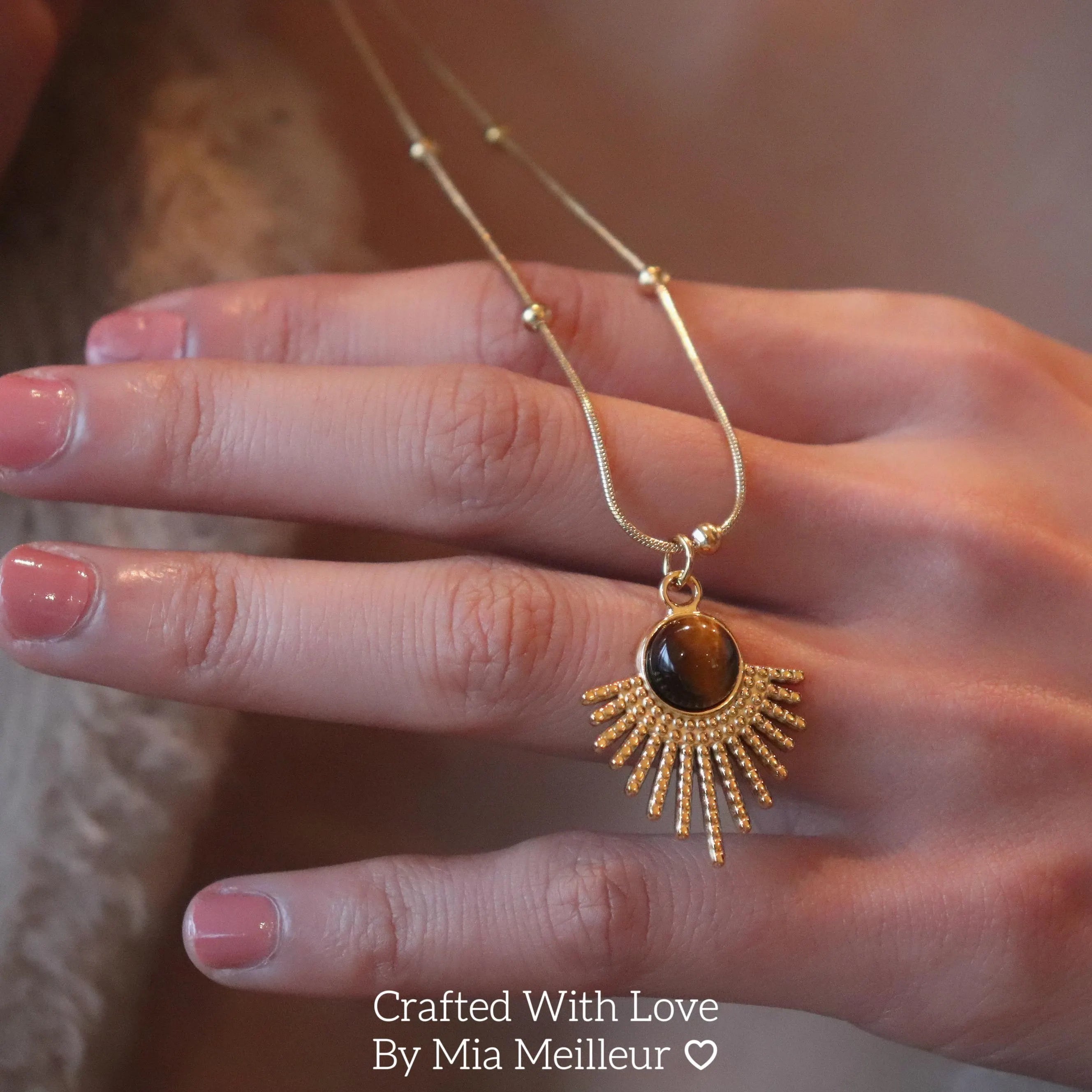 Vintage Sunburst Tiger’s Eye Necklace