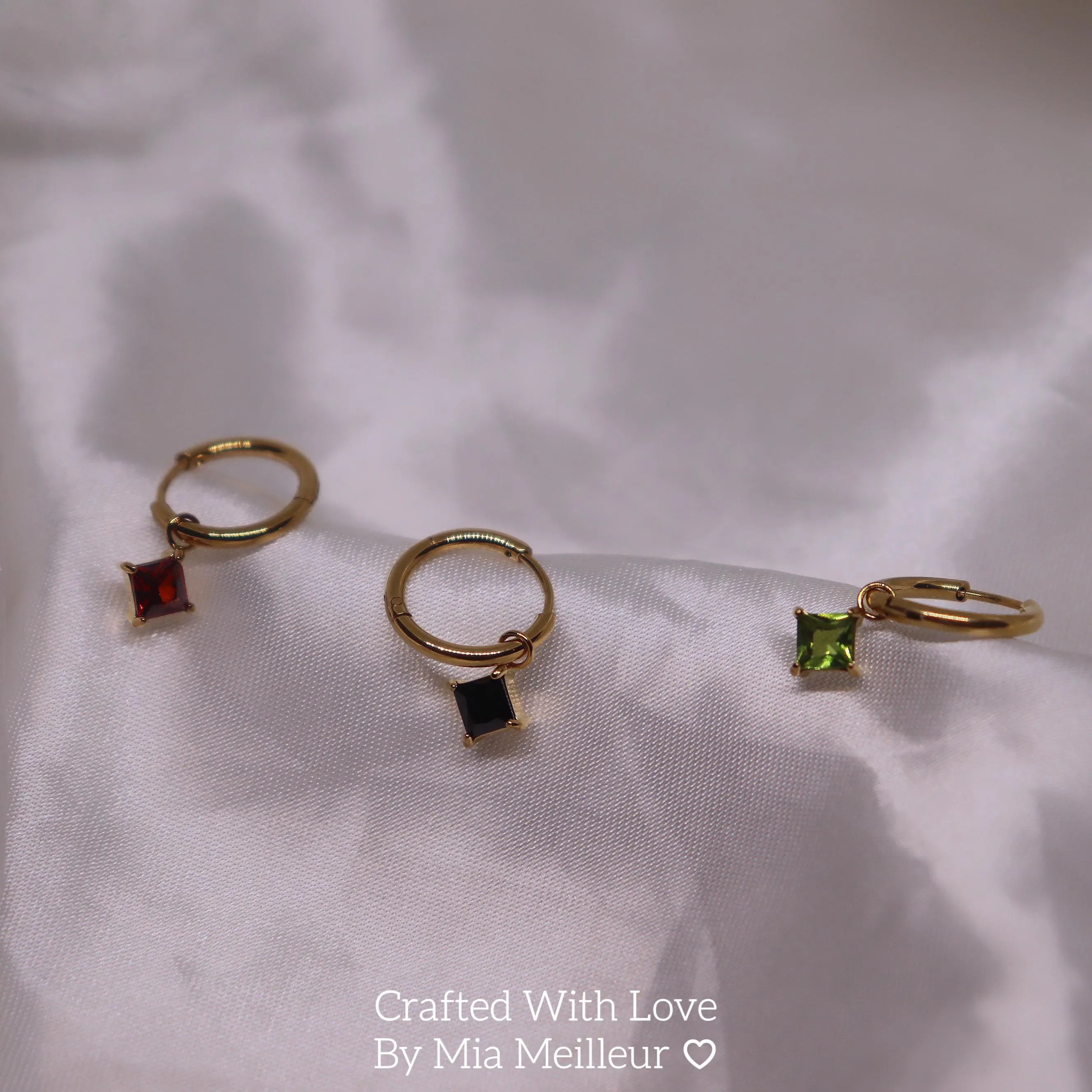 Dainty Gemstone Hoop Earrings