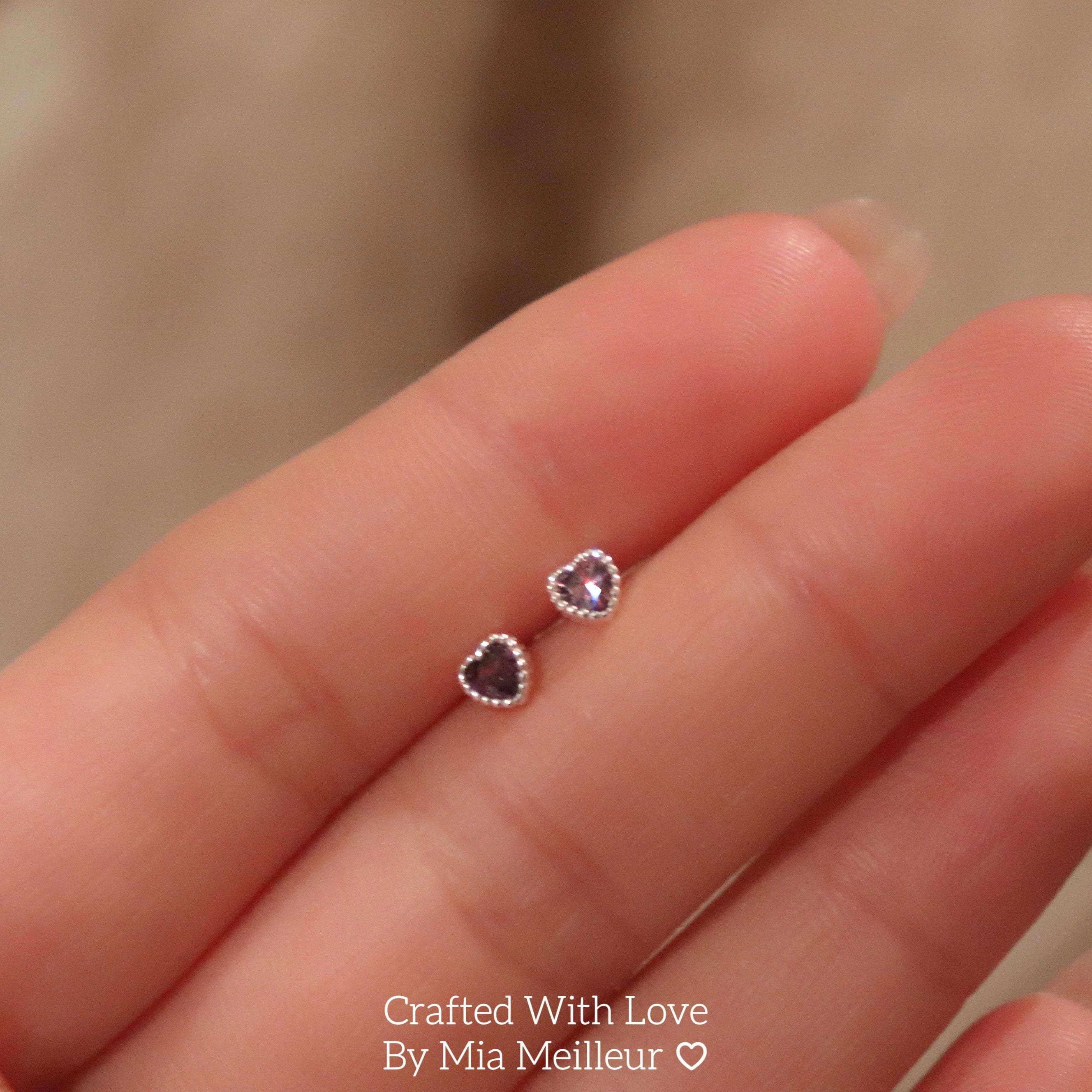Tiny Love Heart Stud Earrings