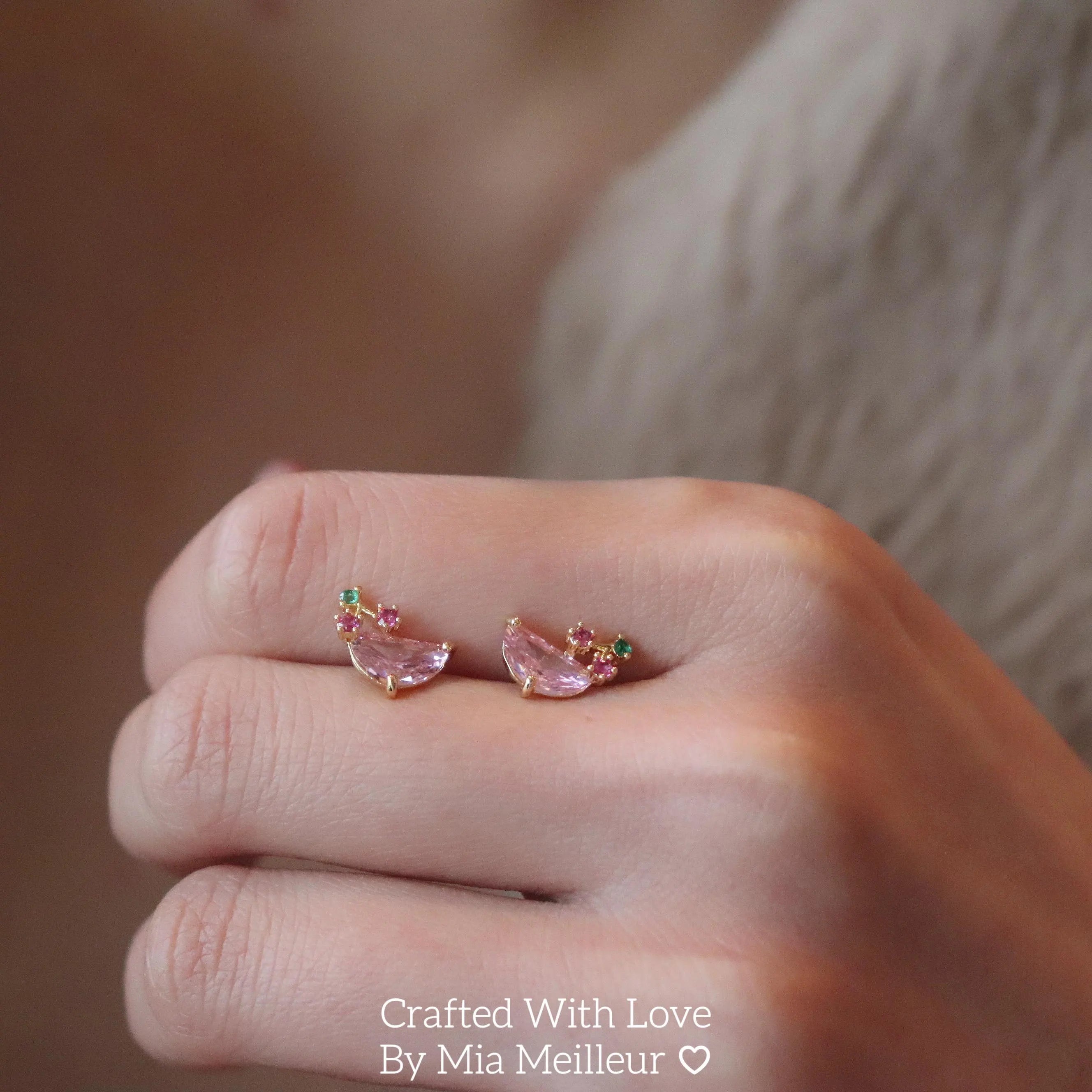 Cute Cocktail & Cherry Stud Earrings