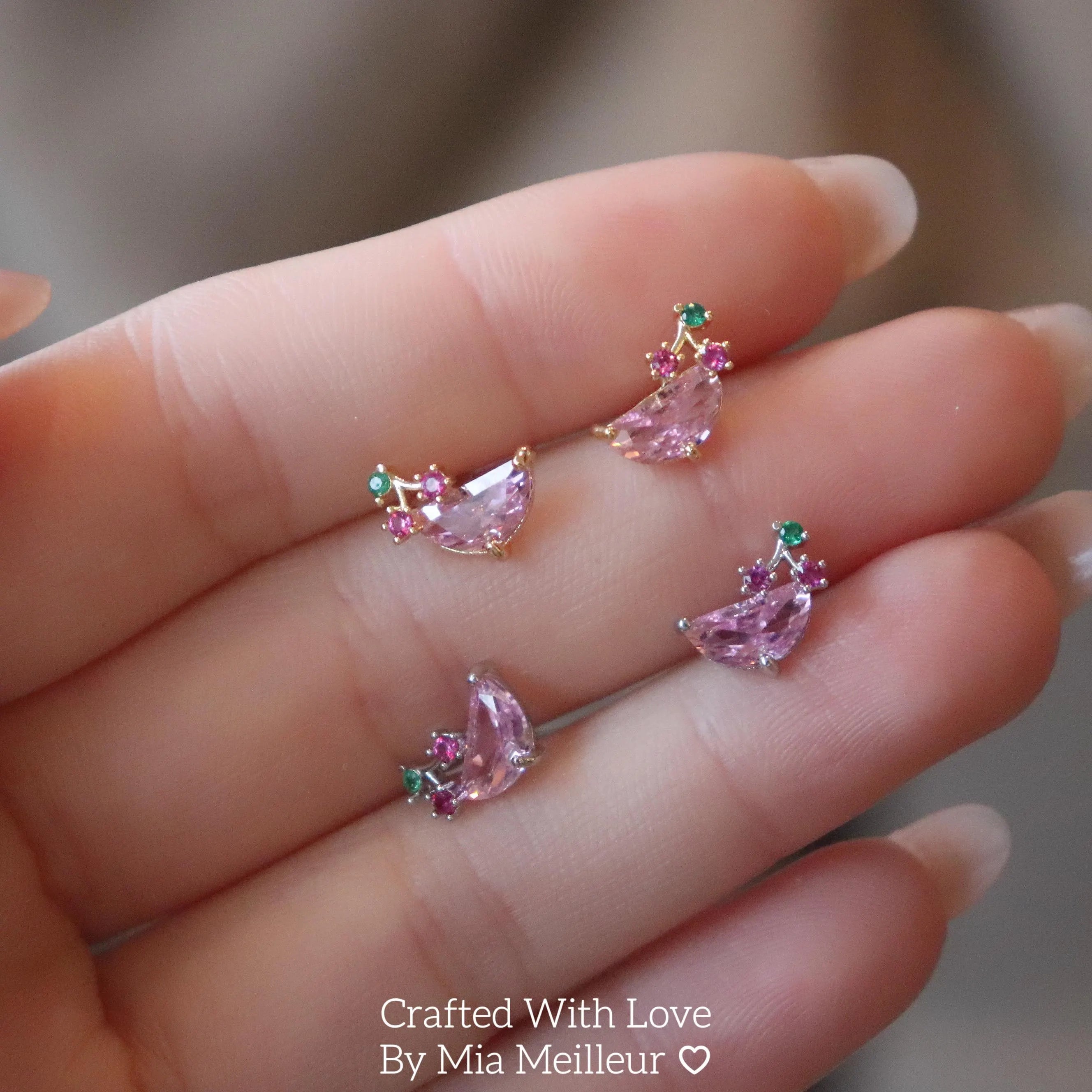 Cute Cocktail & Cherry Stud Earrings