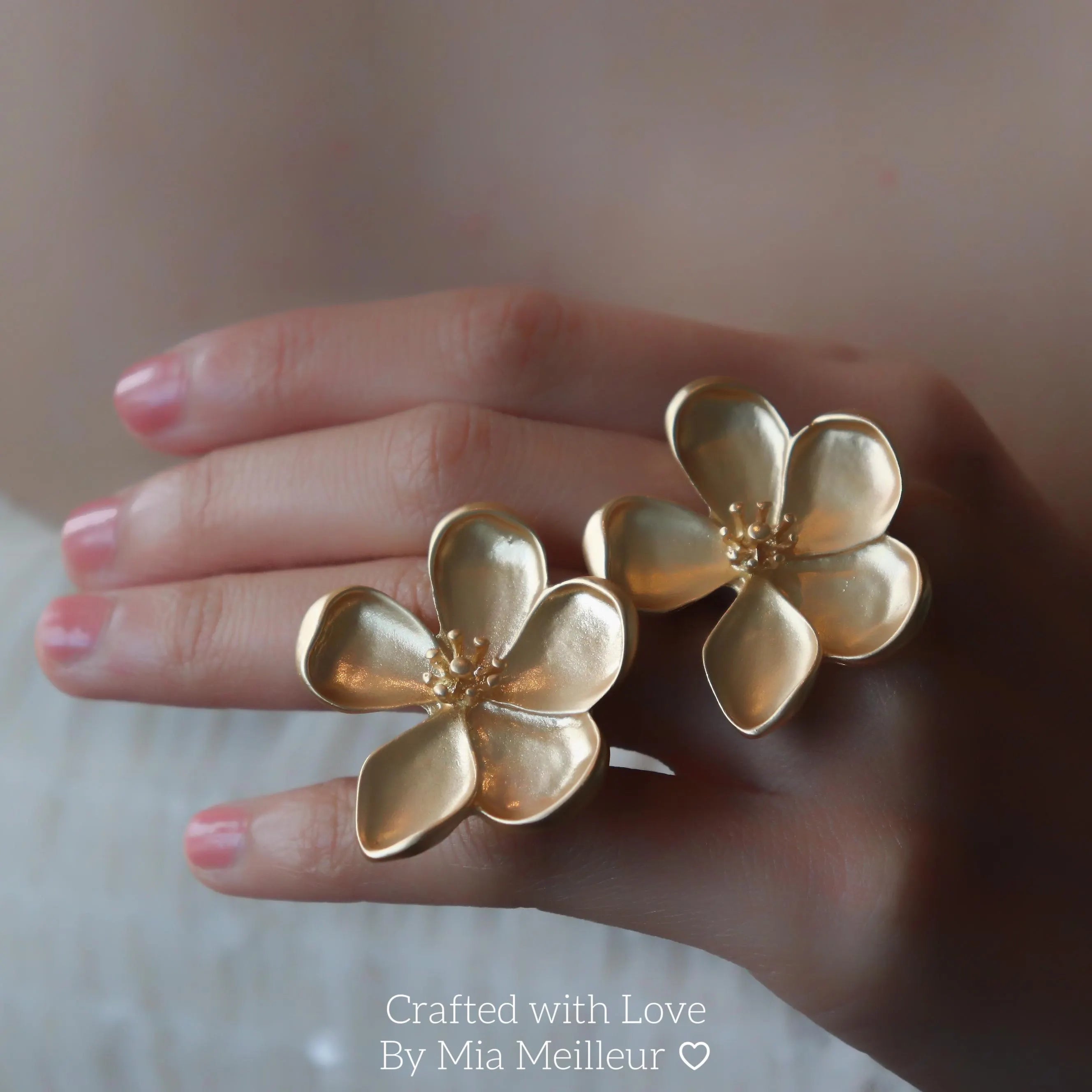 Gold Flower Stud Earrings