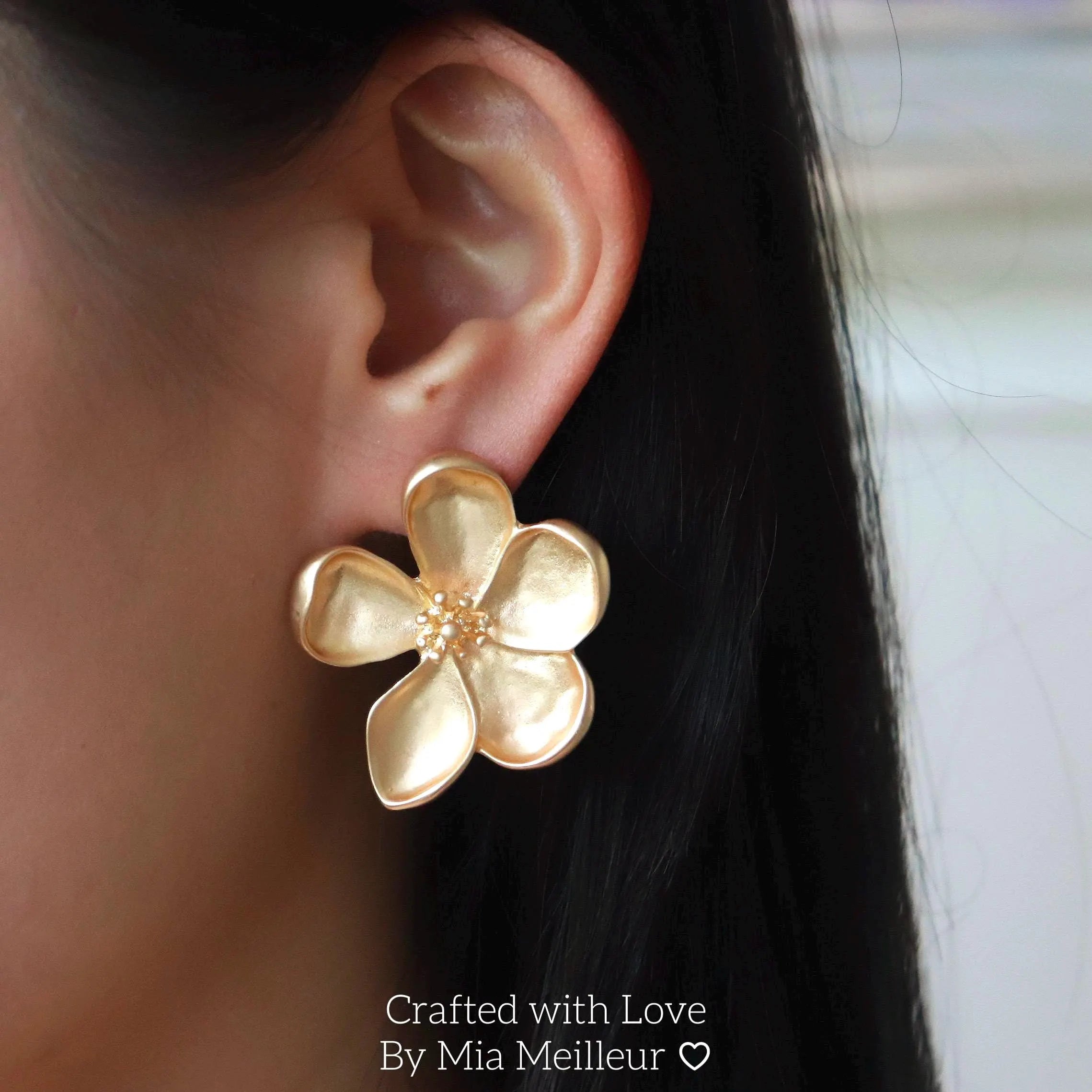 Gold Flower Stud Earrings