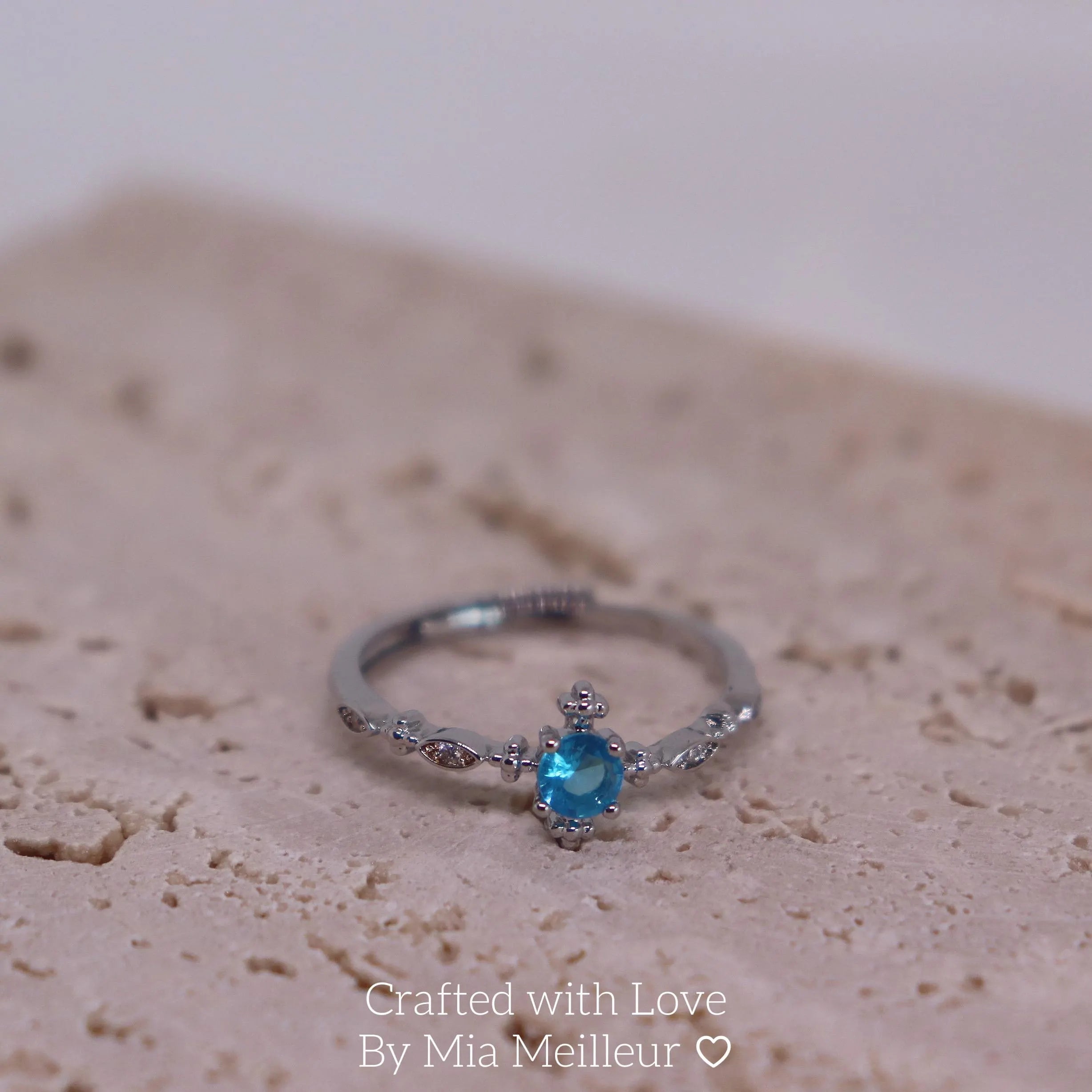 Dainty Blue Gemstone Engagement Ring