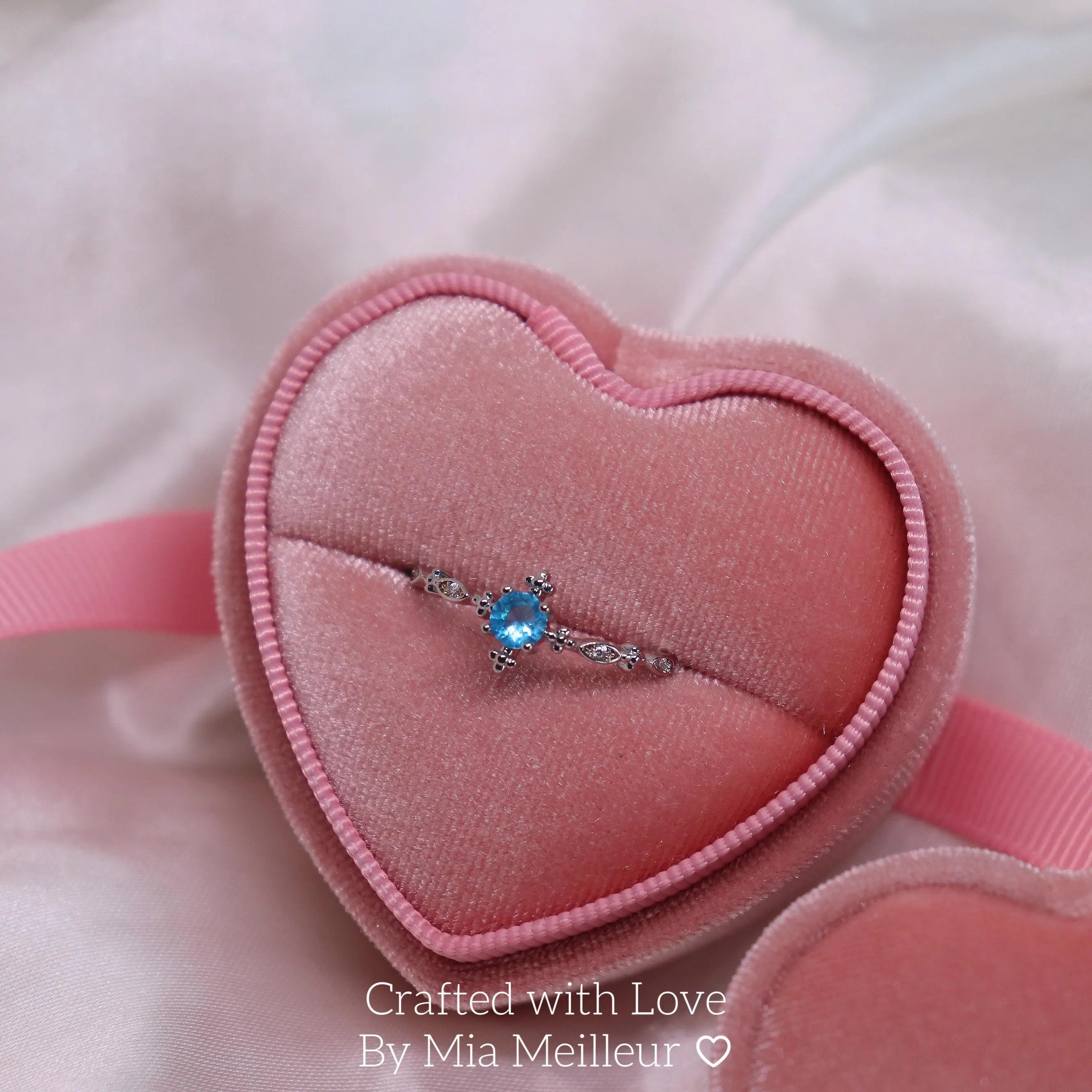 Dainty Blue Gemstone Engagement Ring