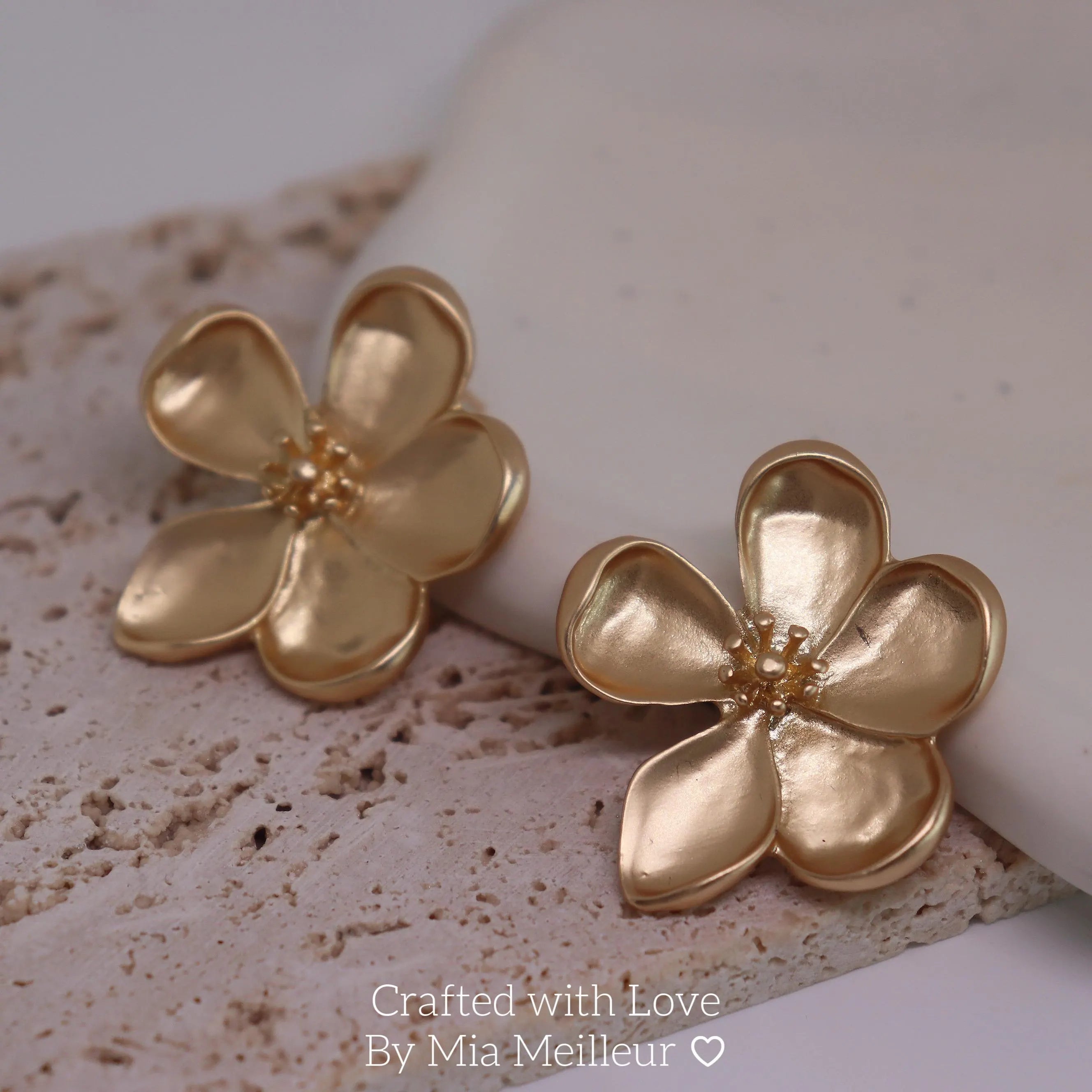 Gold Flower Stud Earrings