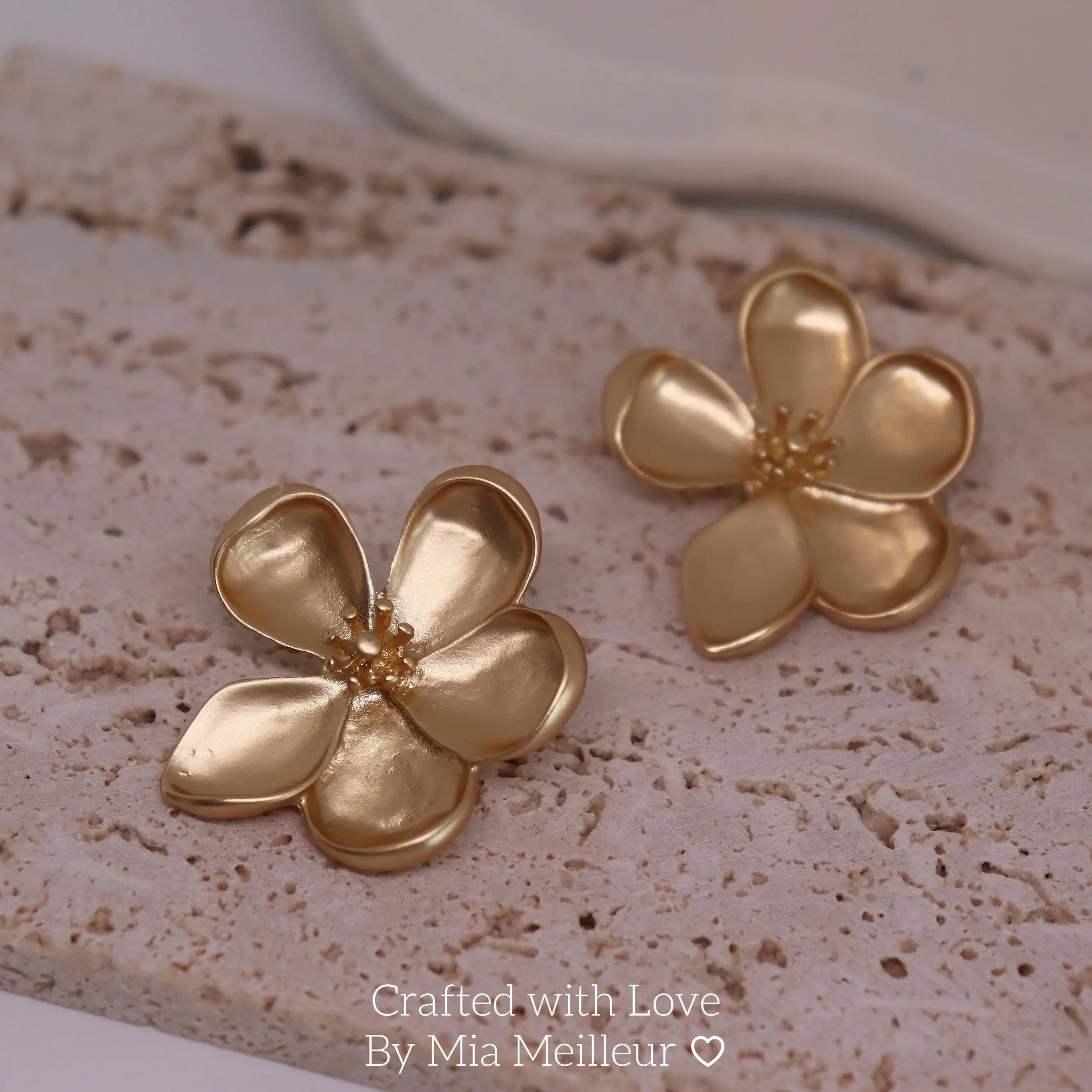 Gold Flower Stud Earrings