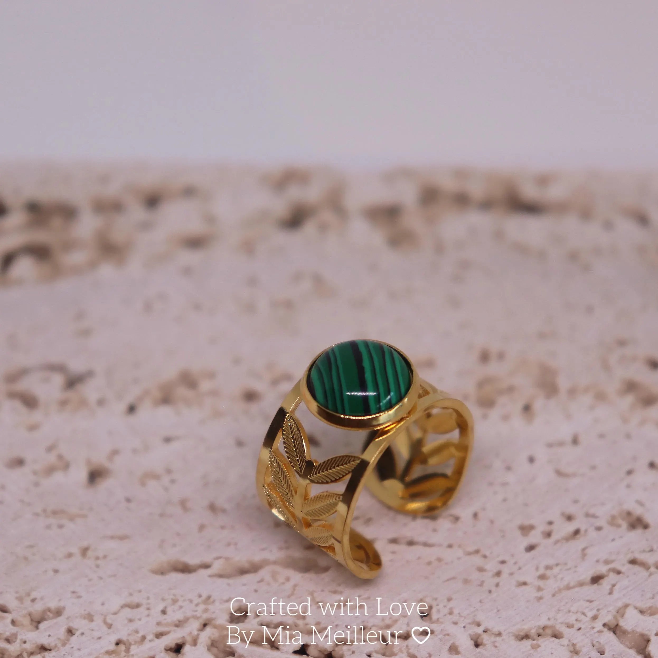 Vintage Green Gemstone Leaf Ring