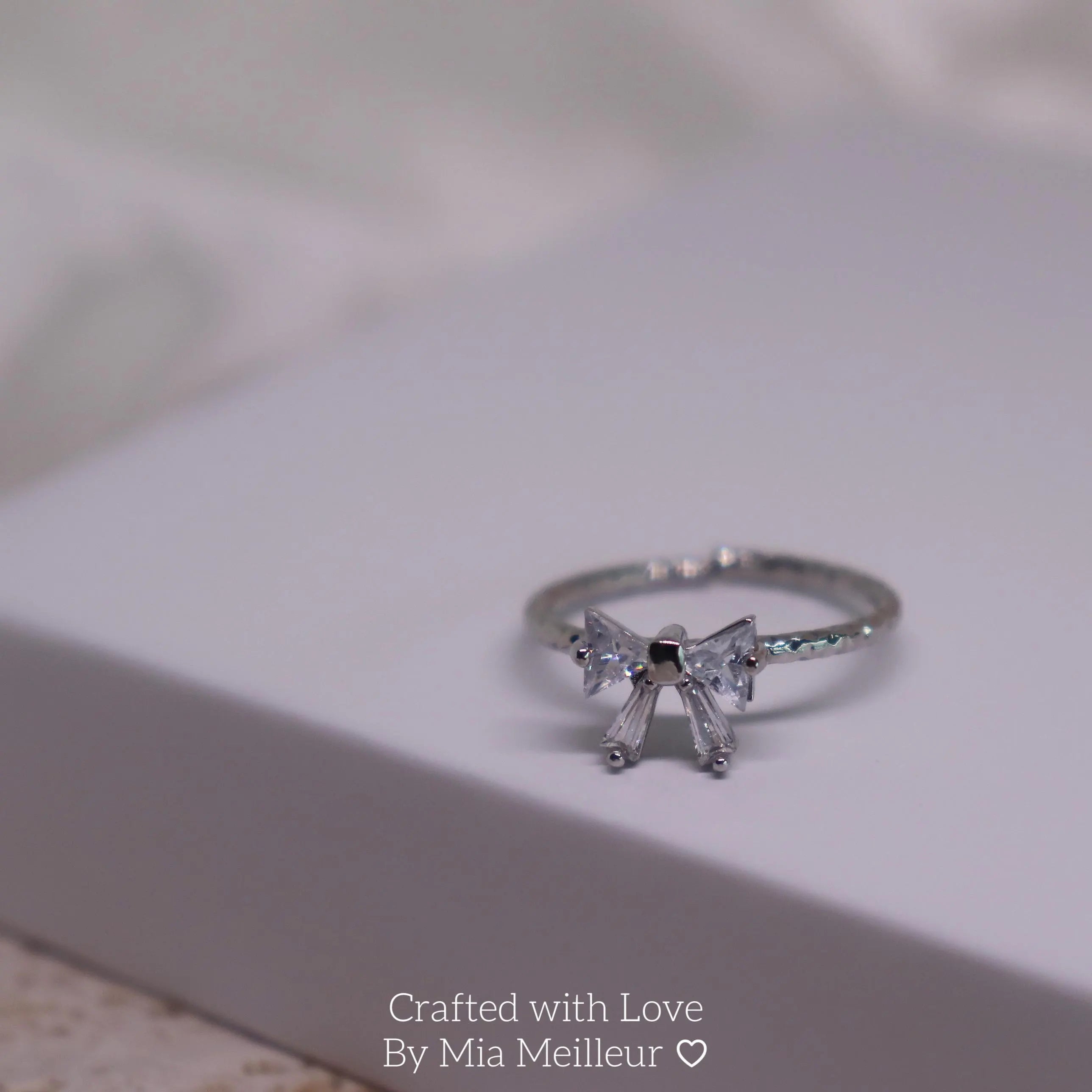 Silver Ribbon Bow Ring