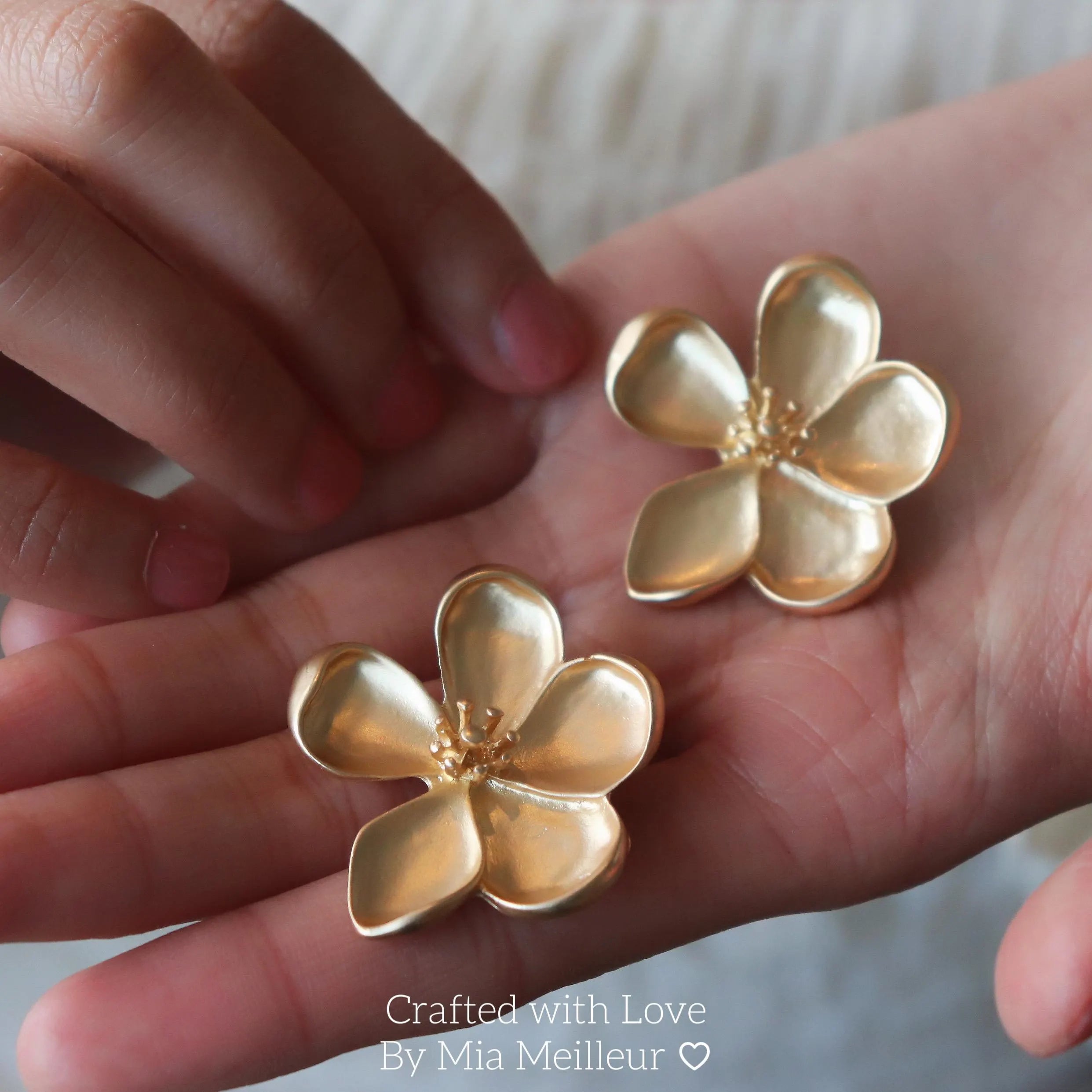 Gold Flower Stud Earrings