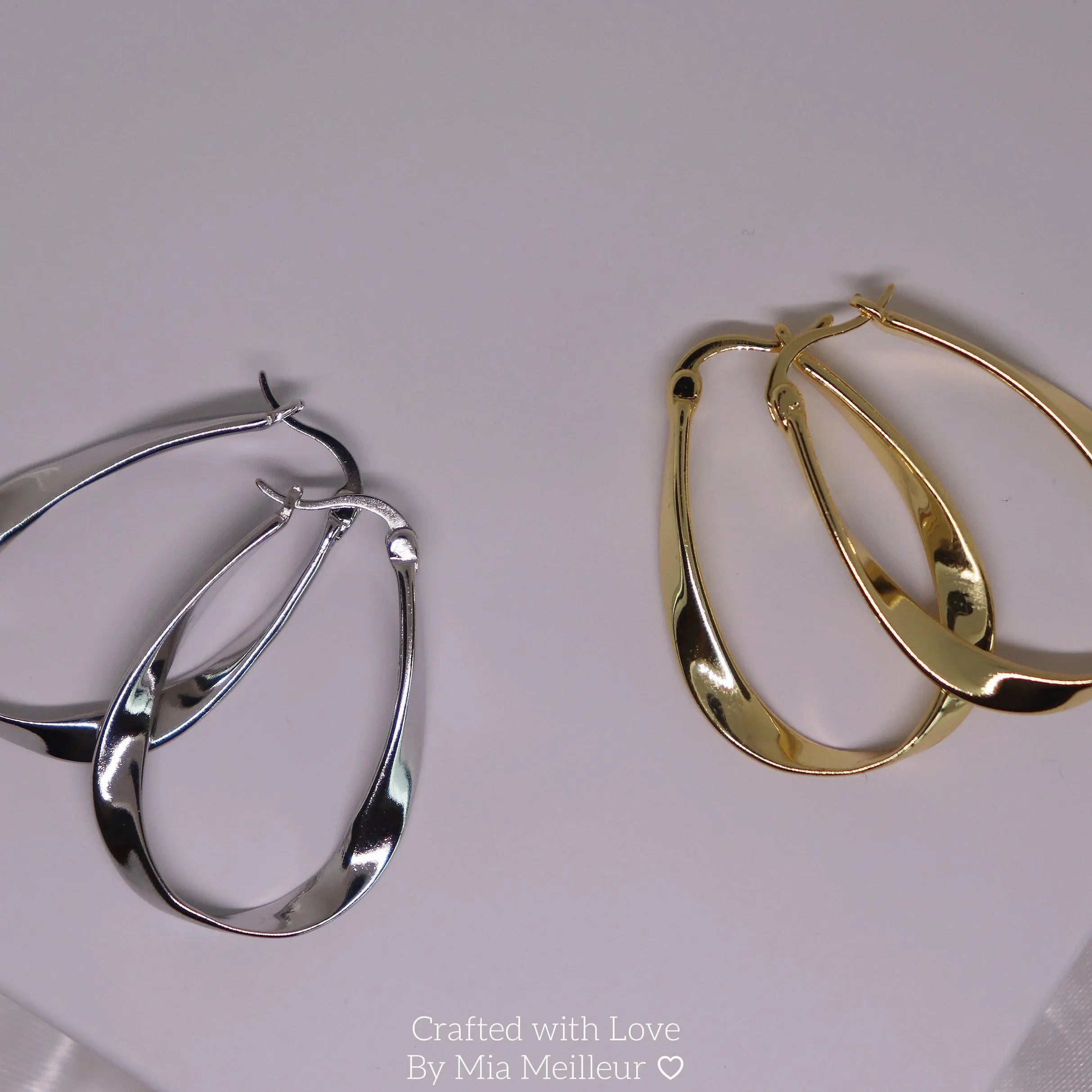Twist Oval Hoop Earrings, Wavy Hoop Earrings