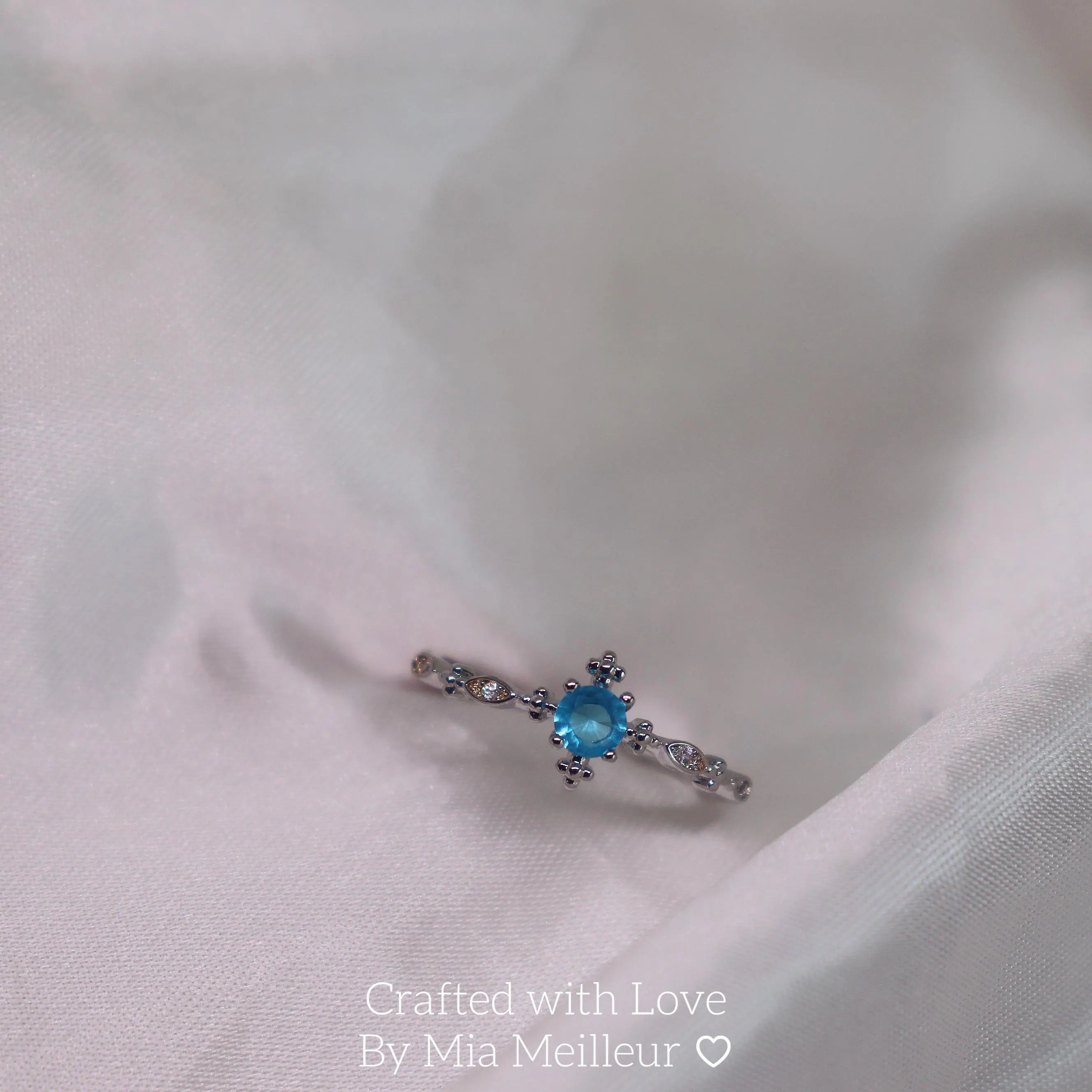 Dainty Blue Gemstone Engagement Ring