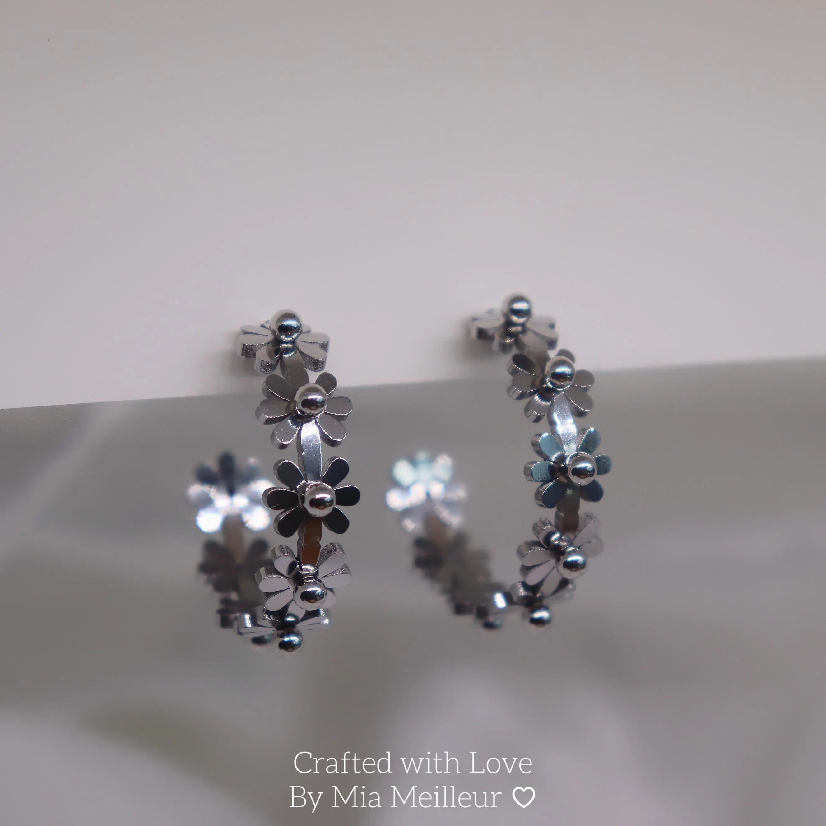 Daisy Hoop Earrings, Blooming Flower Circle Earrings