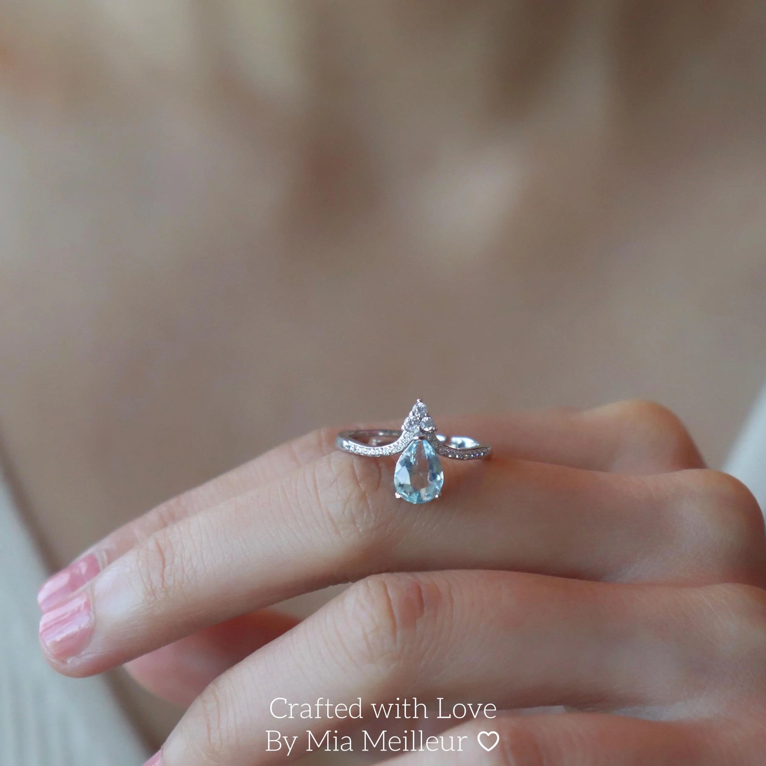 Aquamarine Teardrop Ring