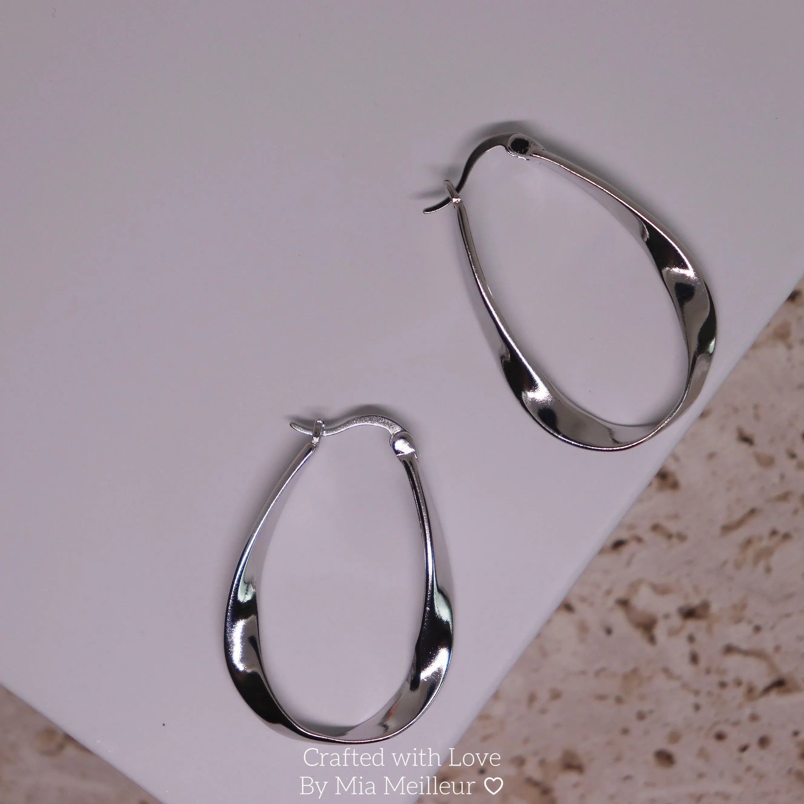 Twist Oval Hoop Earrings, Wavy Hoop Earrings