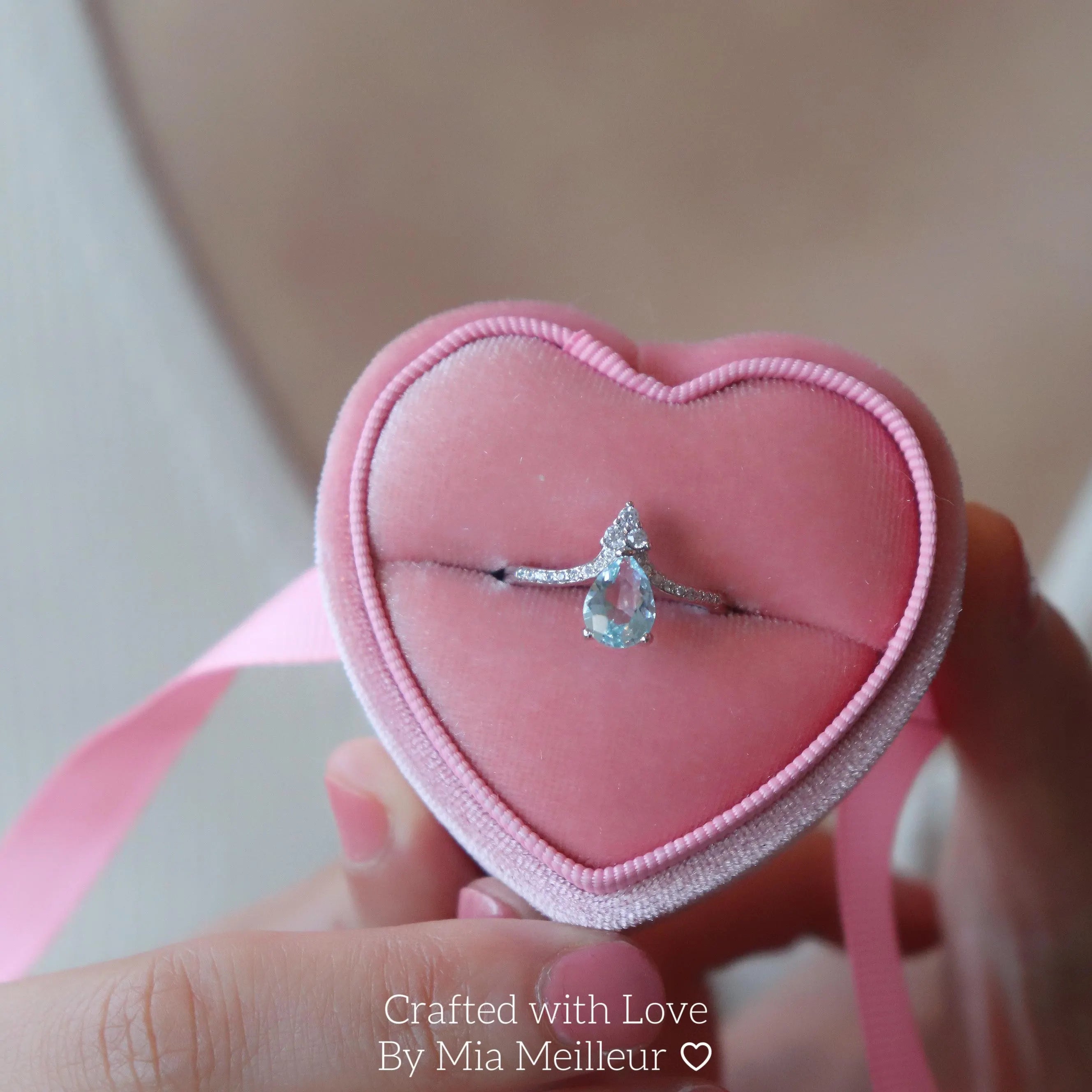 Aquamarine Teardrop Ring