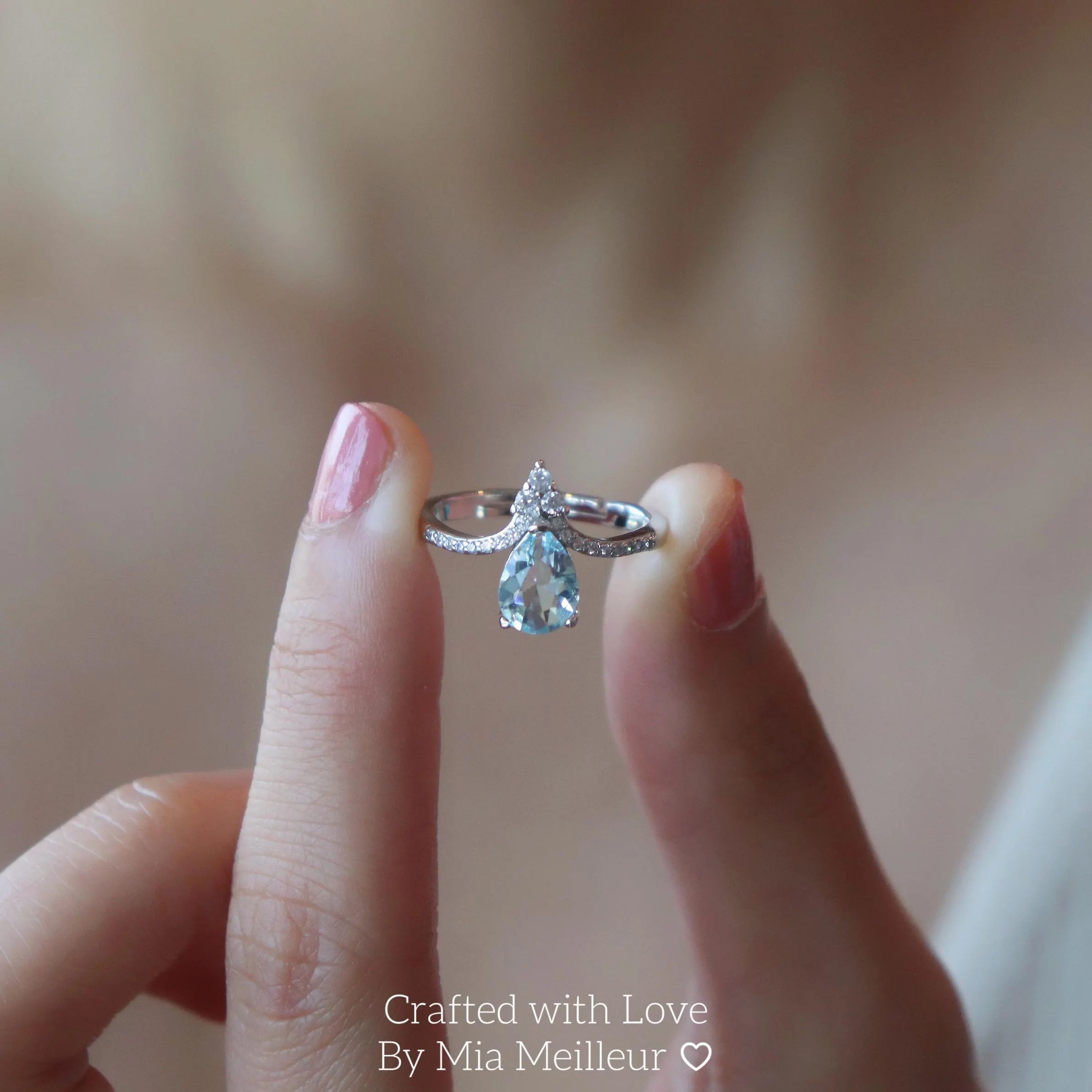 Aquamarine Teardrop Ring