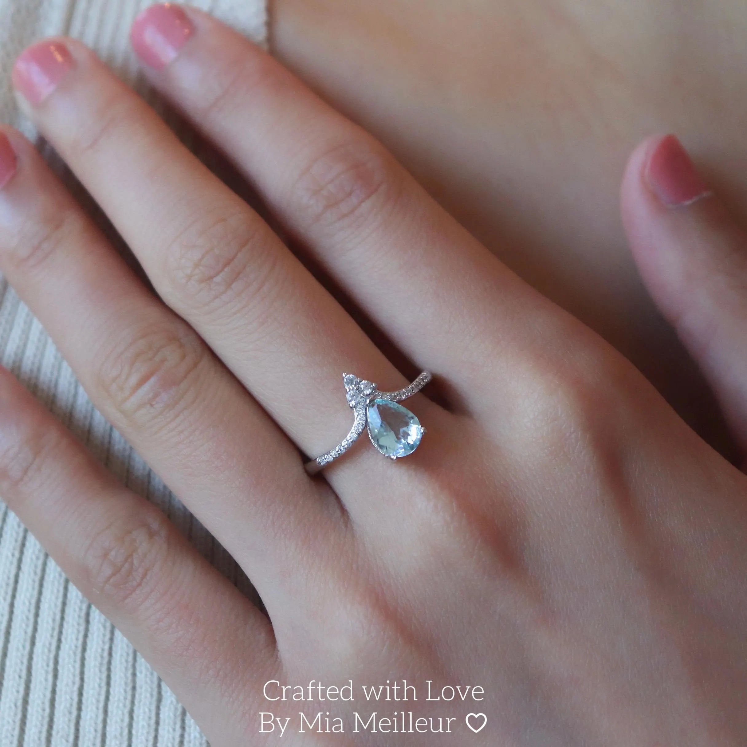 Aquamarine Teardrop Ring