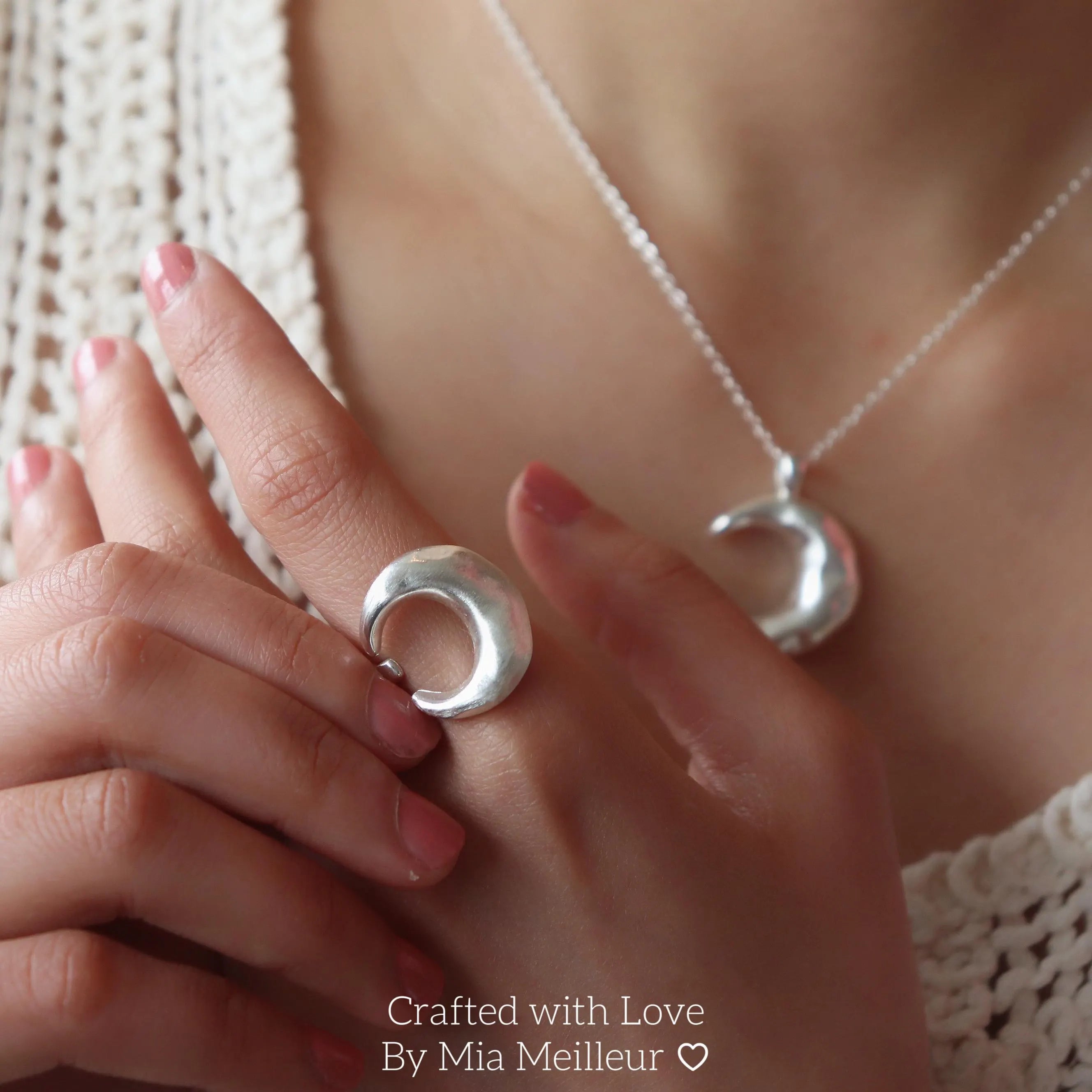 Silver Crescent Moon Ring