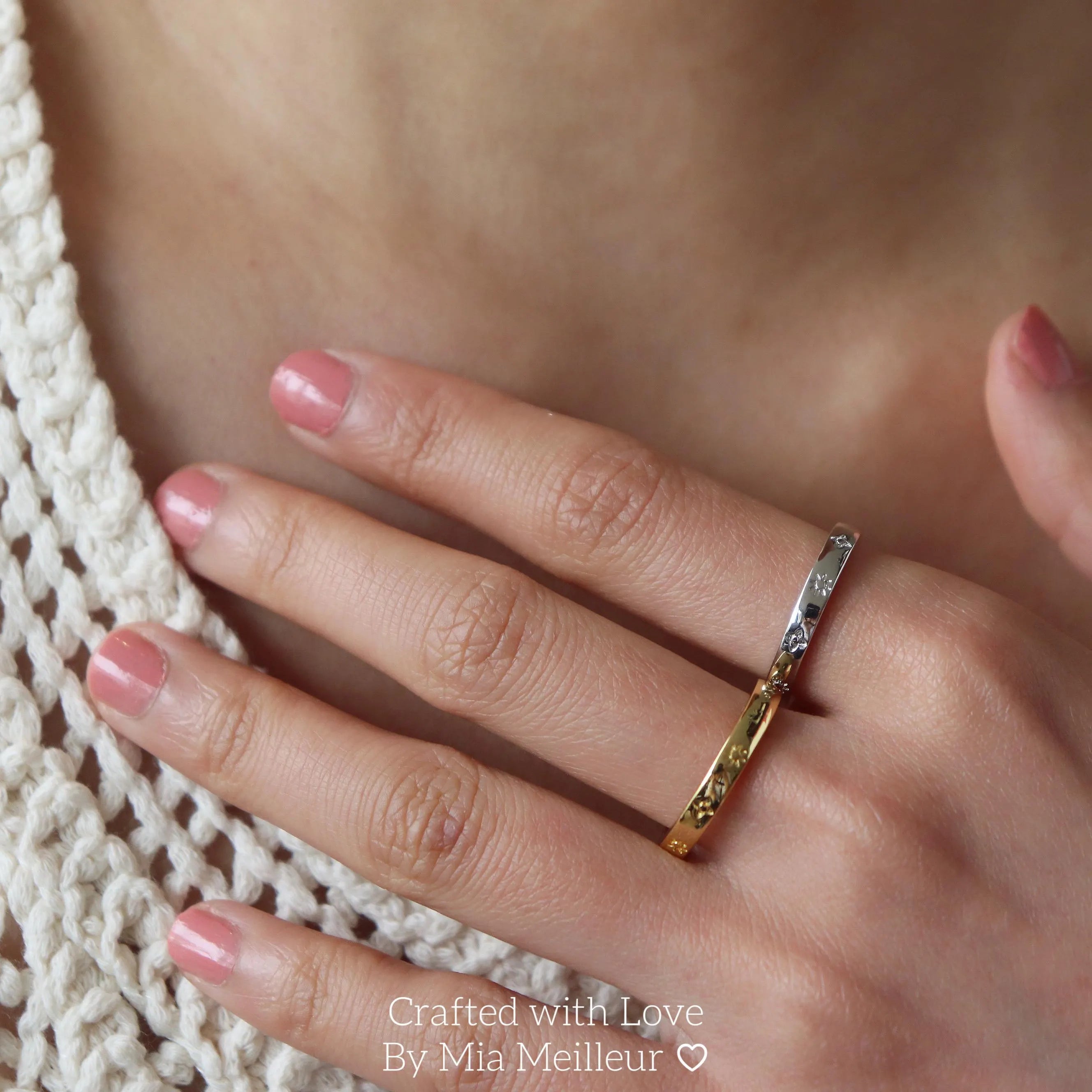 Dainty Starburst Band in Gold/Silver, Celestial Open Band Ring