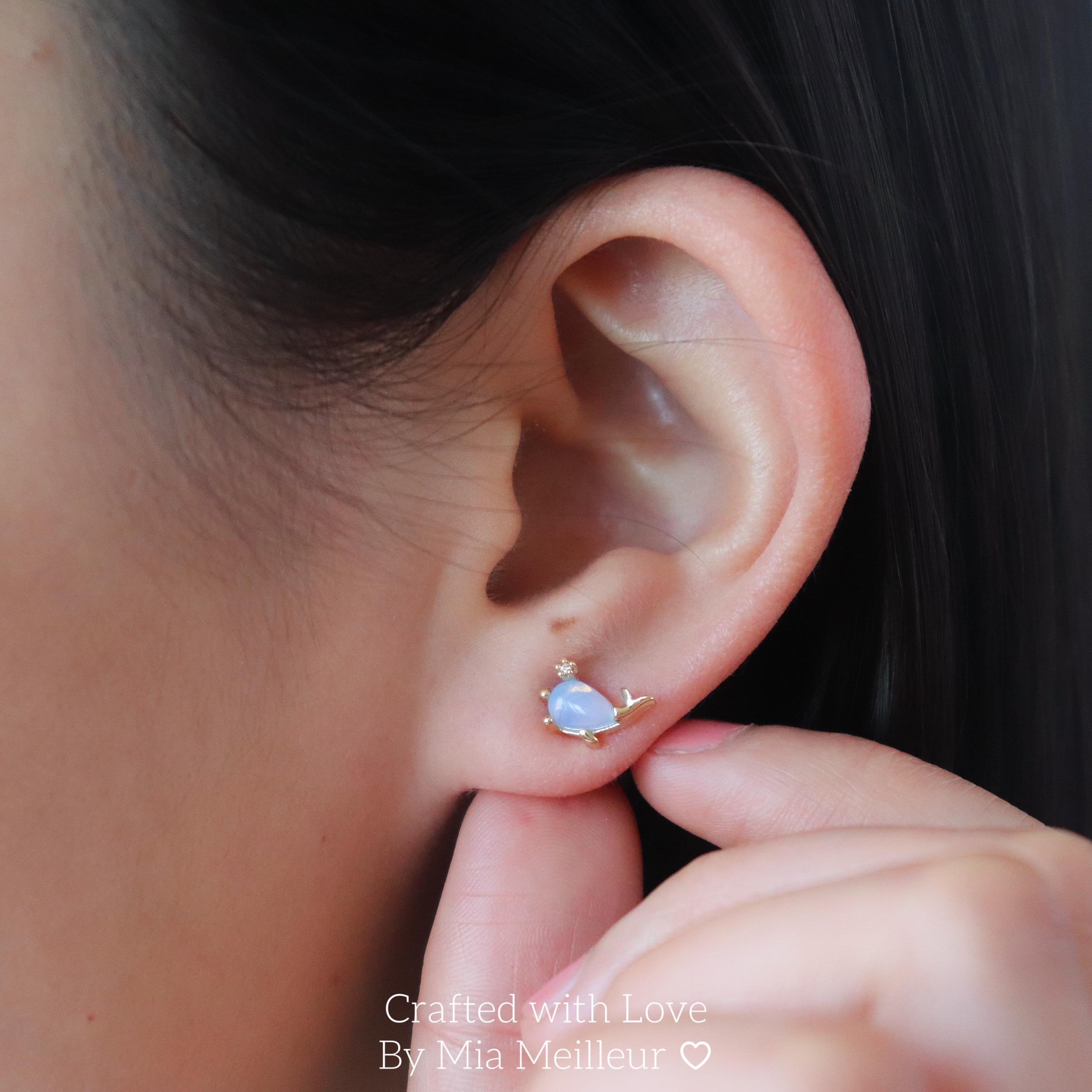 Whale Moonstone Stud Earrings