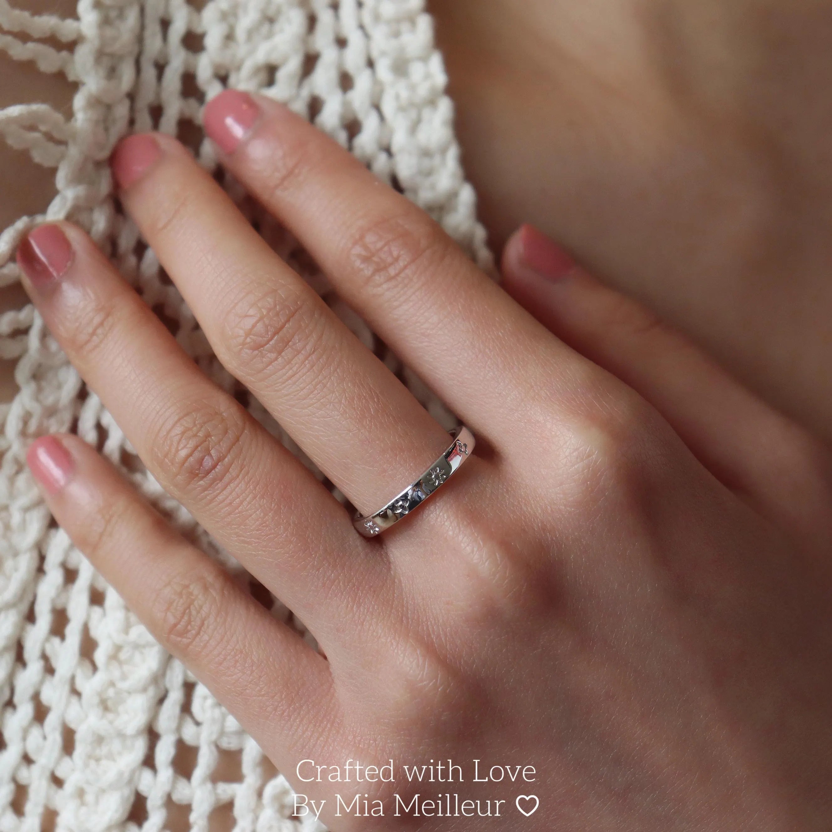 Dainty Starburst Band in Gold/Silver, Celestial Open Band Ring