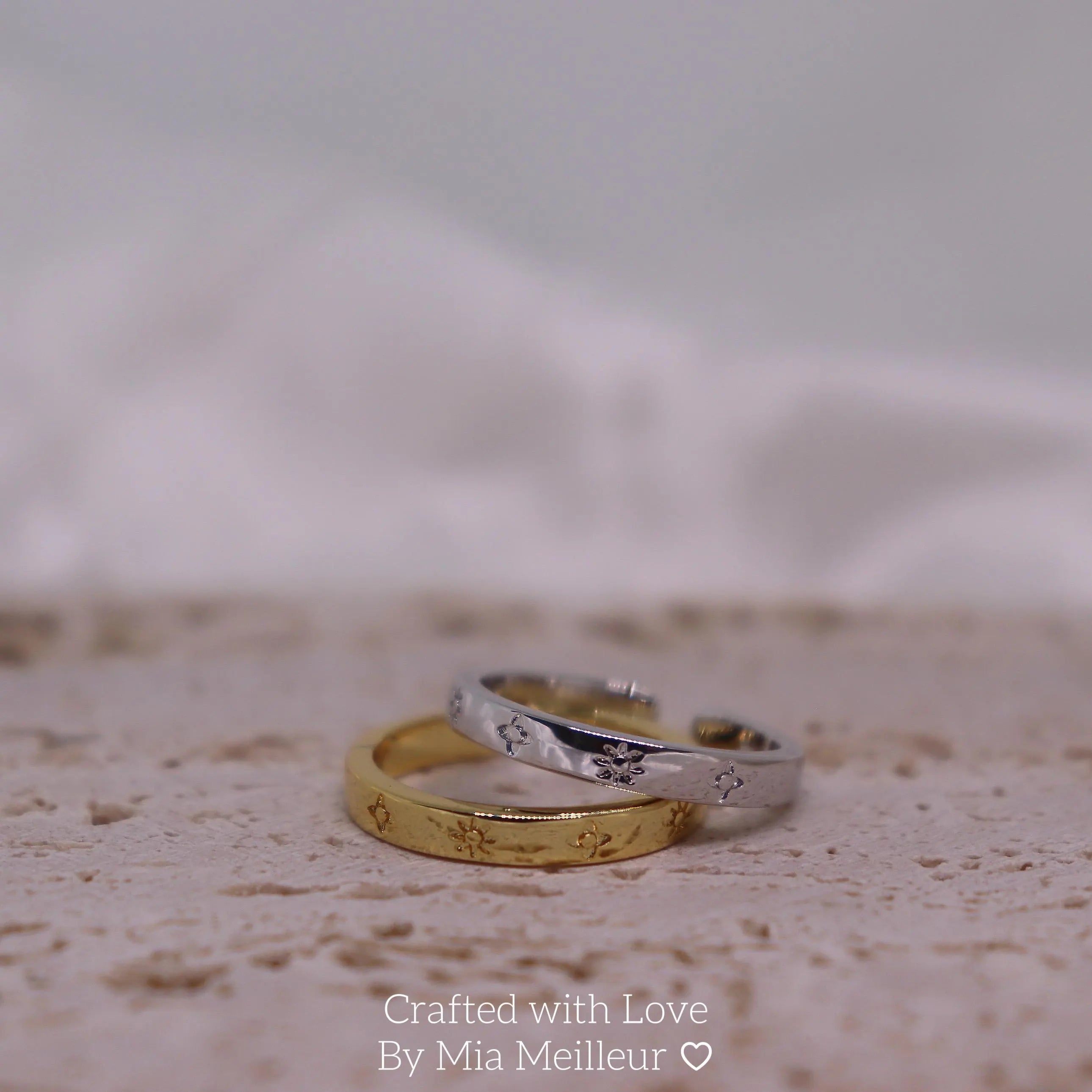 Dainty Starburst Band in Gold/Silver, Celestial Open Band Ring