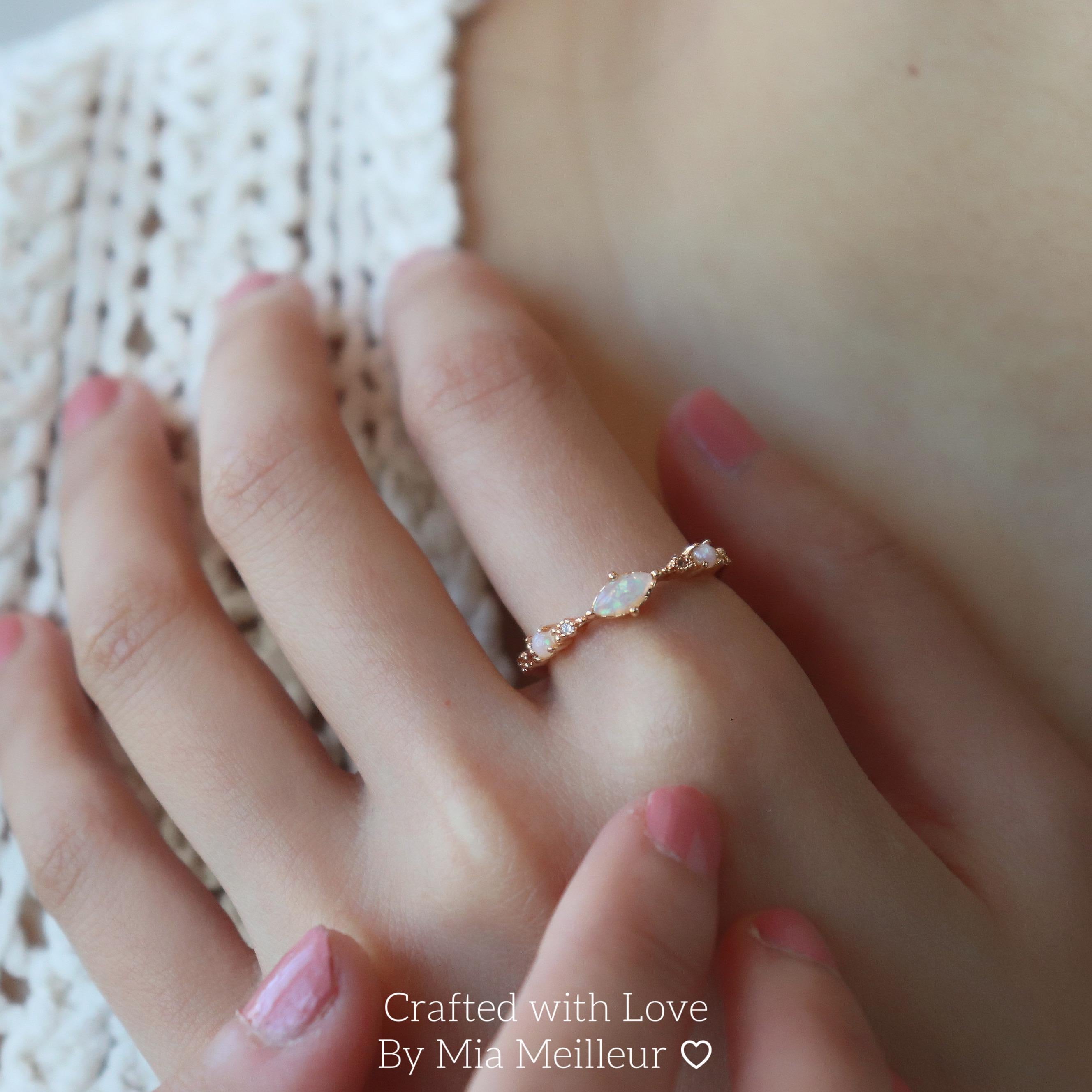 Dainty Marquise Opal Ring