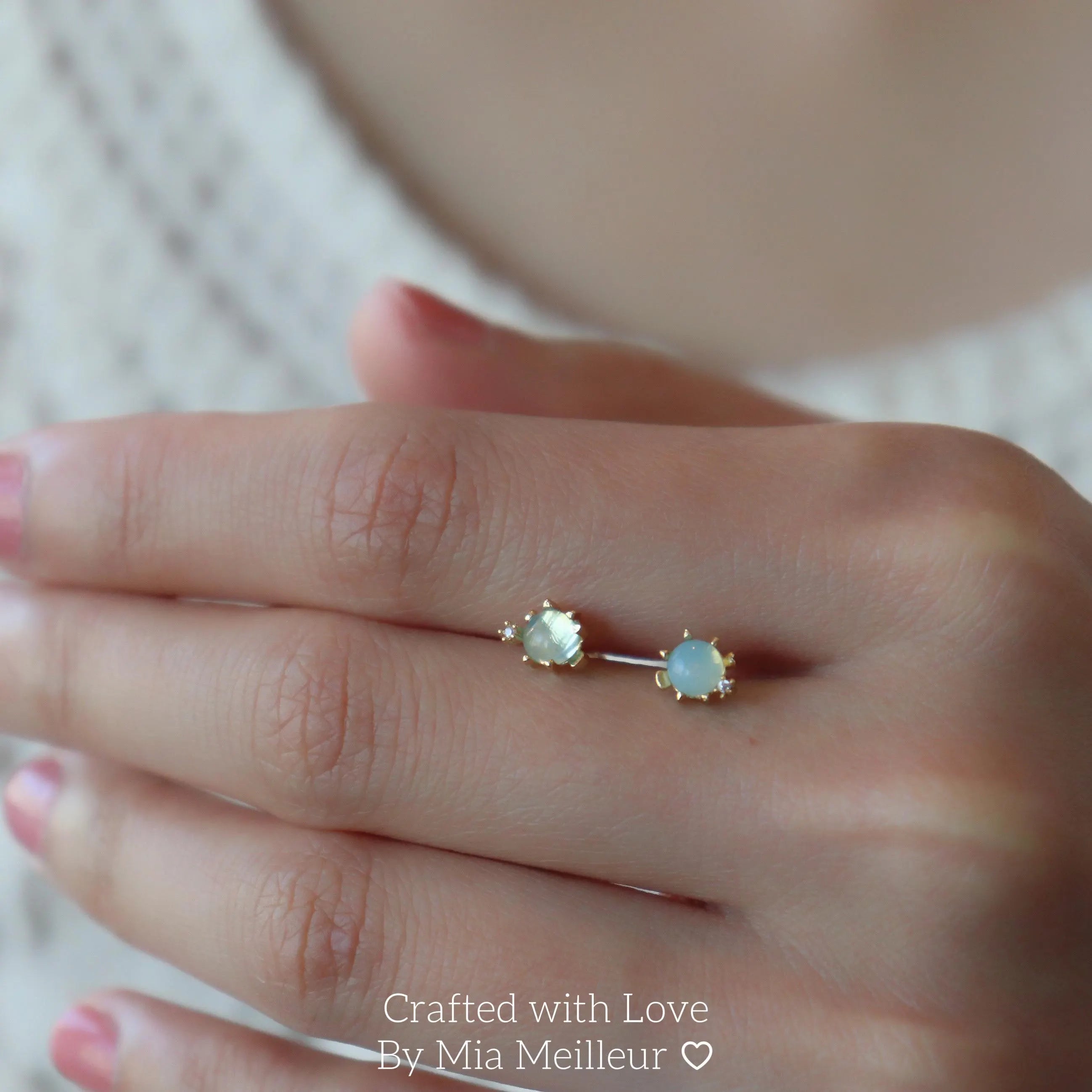 Tiny Sea Turtle Moonstone Stud Earrings