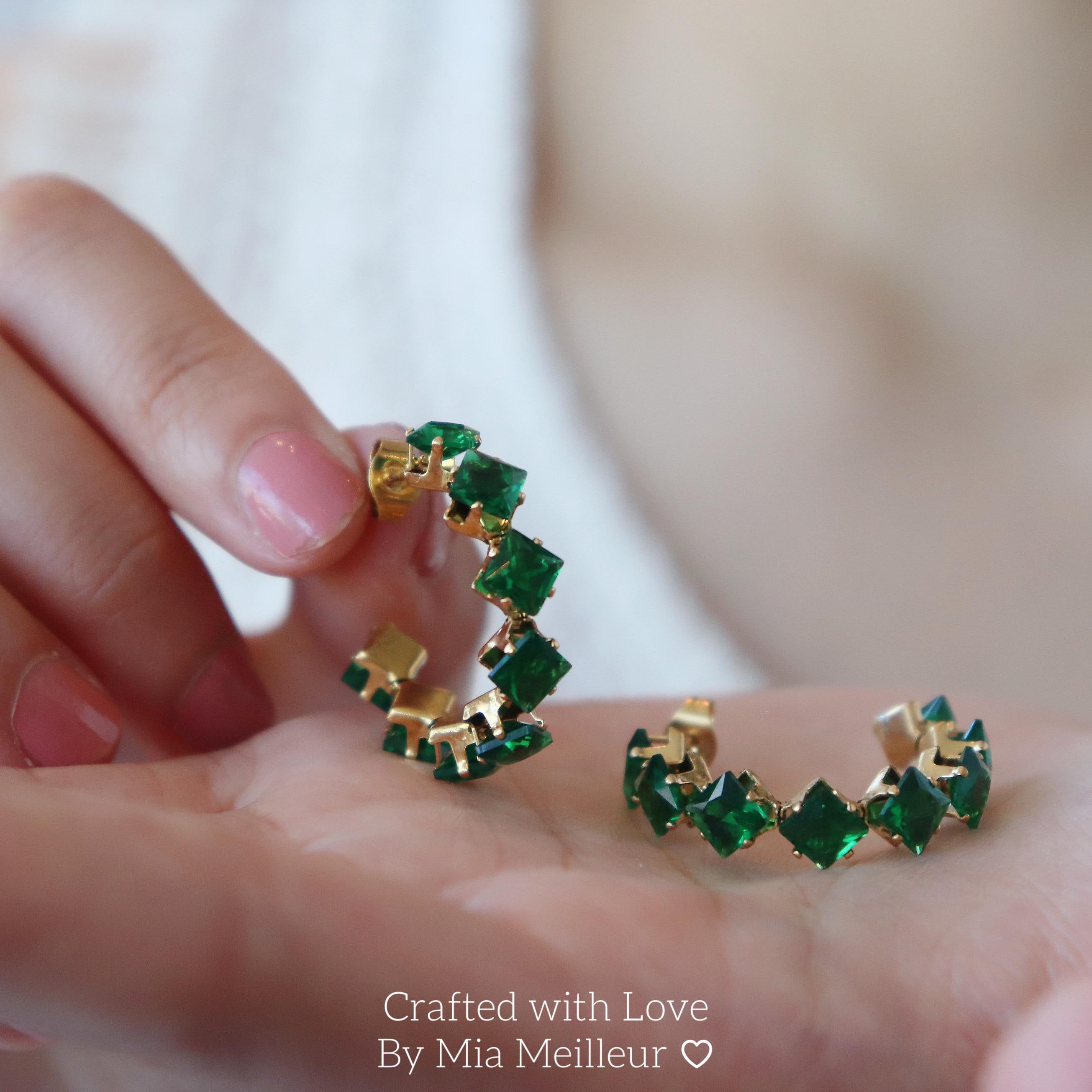 Dazzling Emerald Green Hoop Earrings